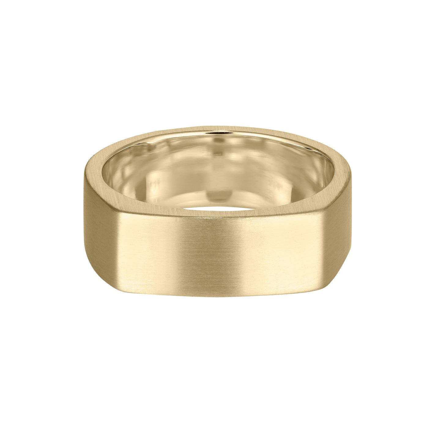 Gold signet ring with a sleek, rectangular face and a smooth finish, perfect for elegant, luxury jewellery collections in Australia.