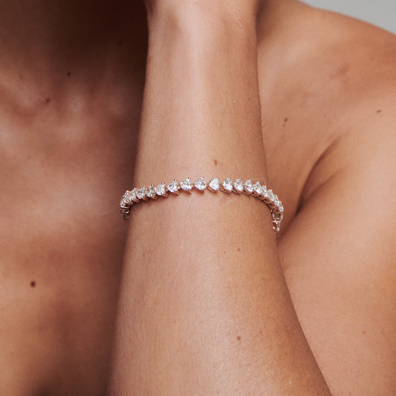Heart Tennis Bracelet | Heart Lab-Grown Diamond Bracelet