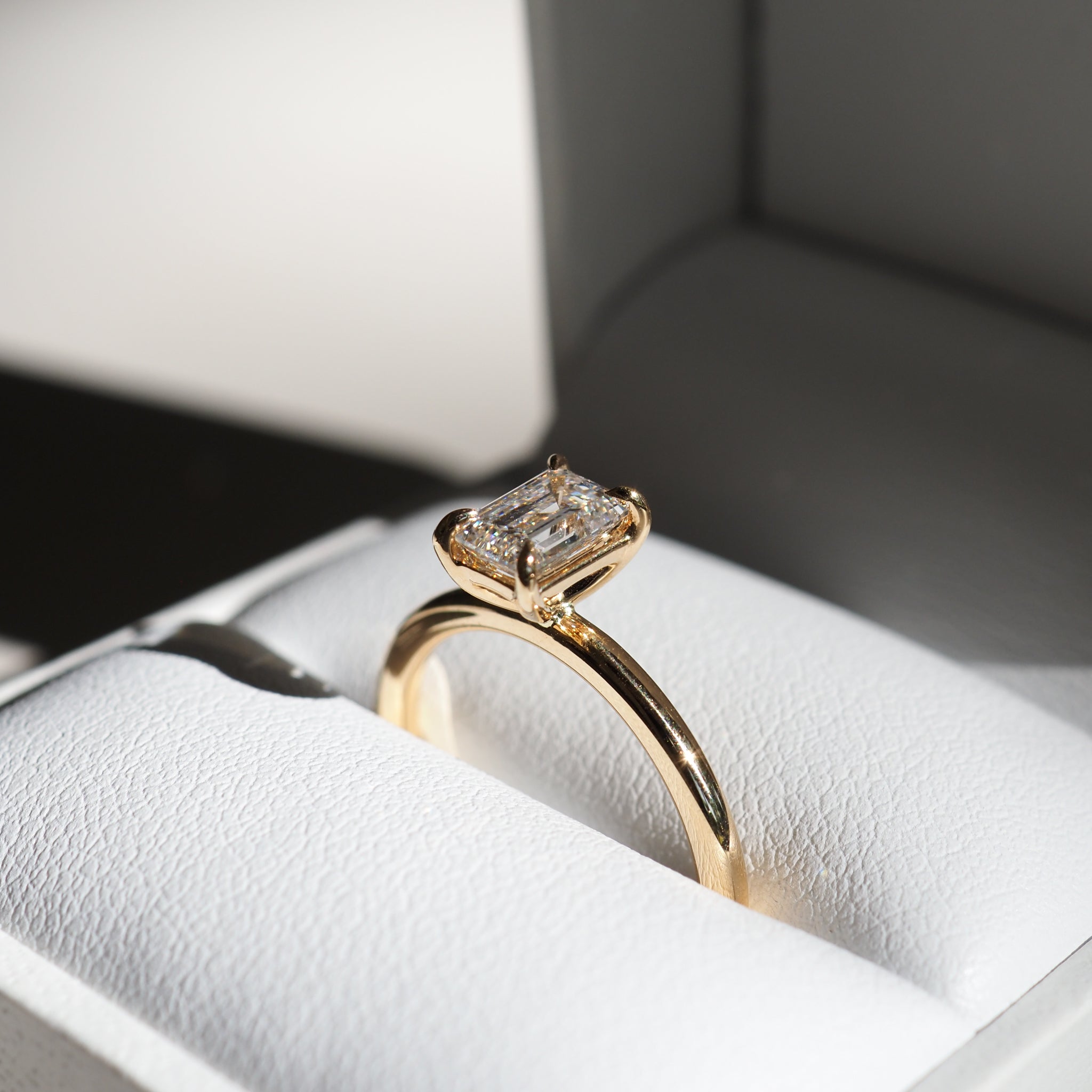 Eva | 0.77ct Emerald Lab-Grown Diamond Engagement Ring