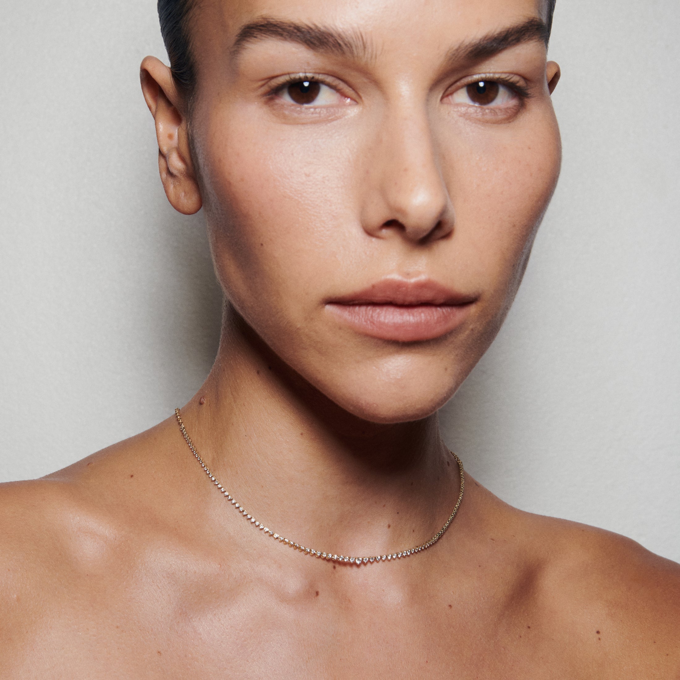 Tiny Graduating Tennis Necklace | Round Lab-Grown Diamond Necklace