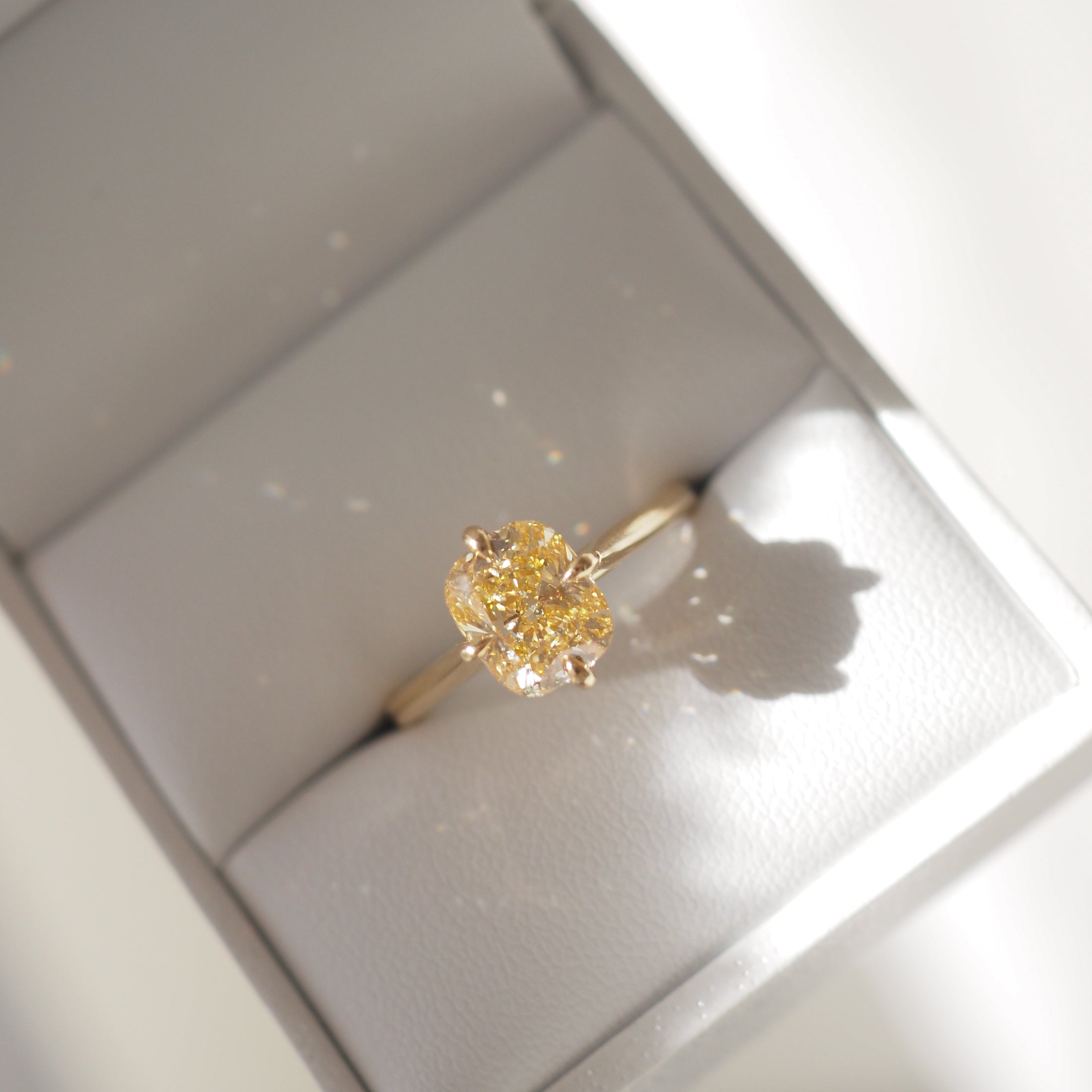 Kali | 1.8ct Champagne Elongated Cushion Solitaire Ring