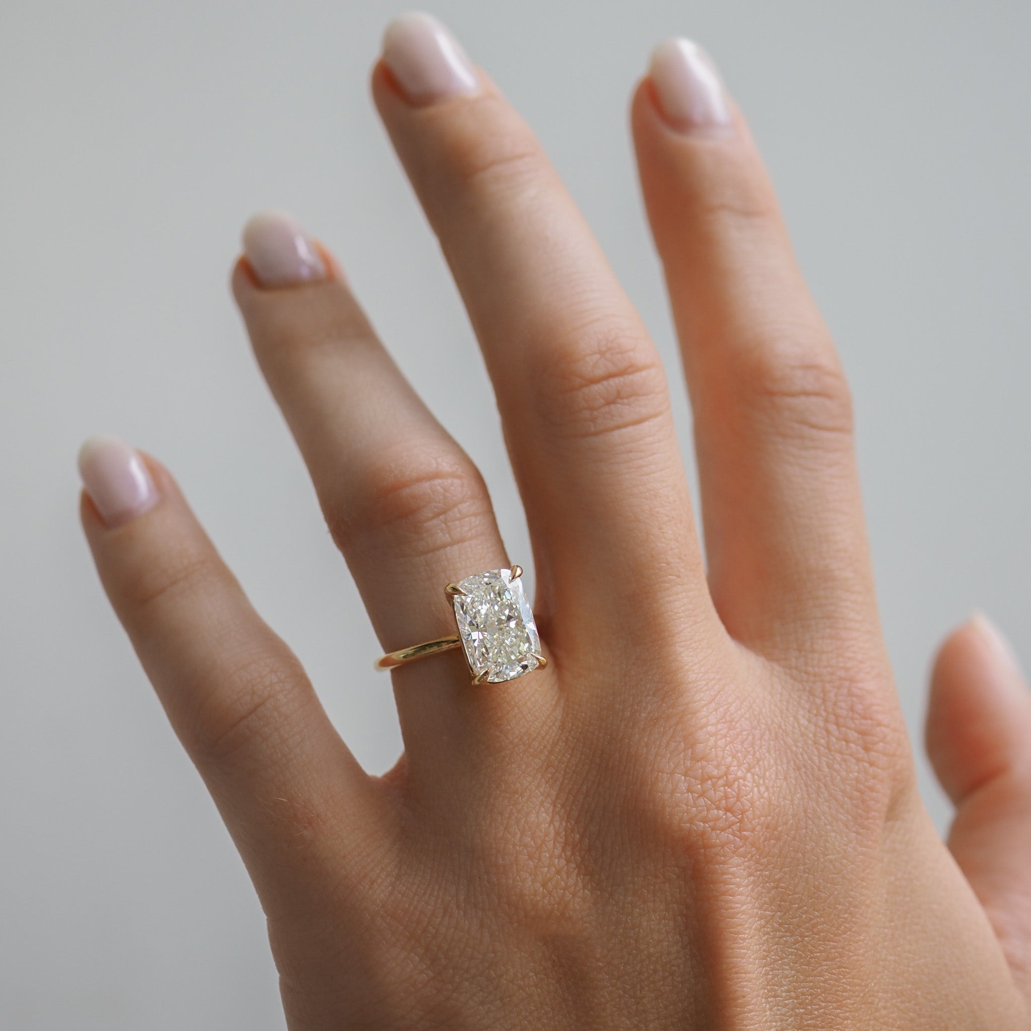 Khia | 4.2ct Champagne Elongated Cushion Lab-Grown Diamond Engagement Ring