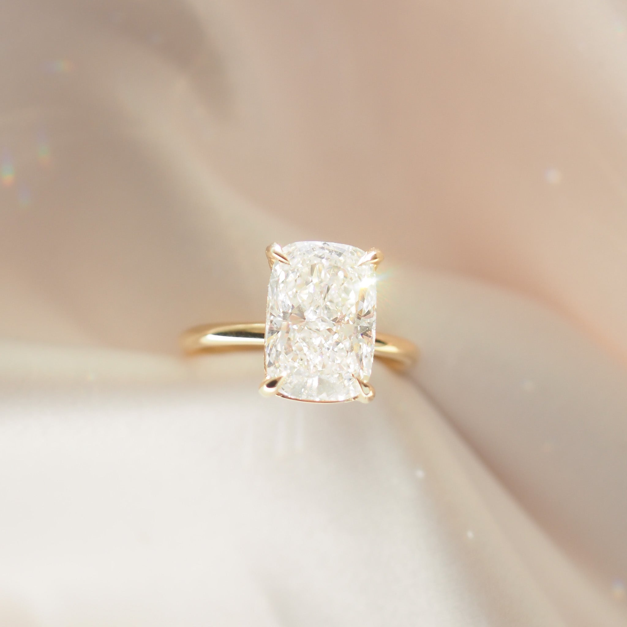 Khia | 4.2ct Champagne Elongated Cushion Lab-Grown Diamond Engagement Ring