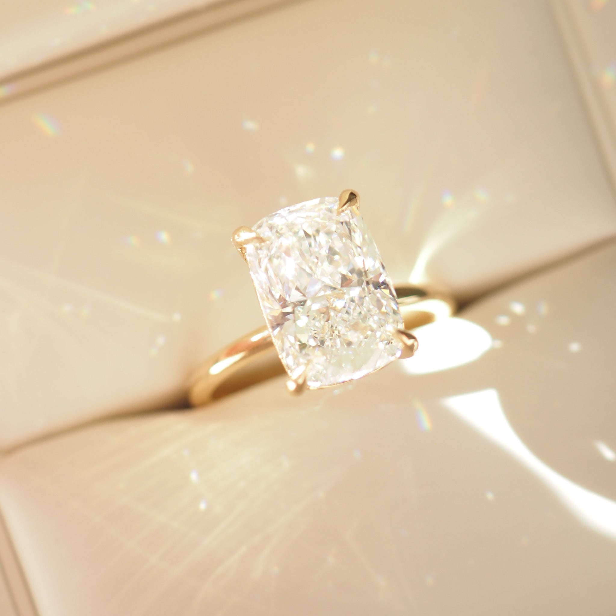 Khia | 4.2ct Champagne Elongated Cushion Lab-Grown Diamond Engagement Ring