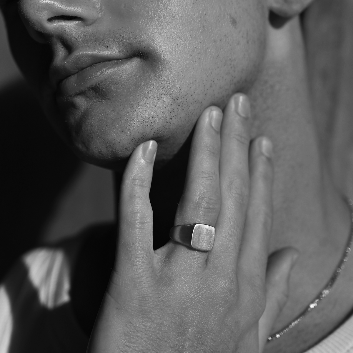 Mens silver online square signet ring