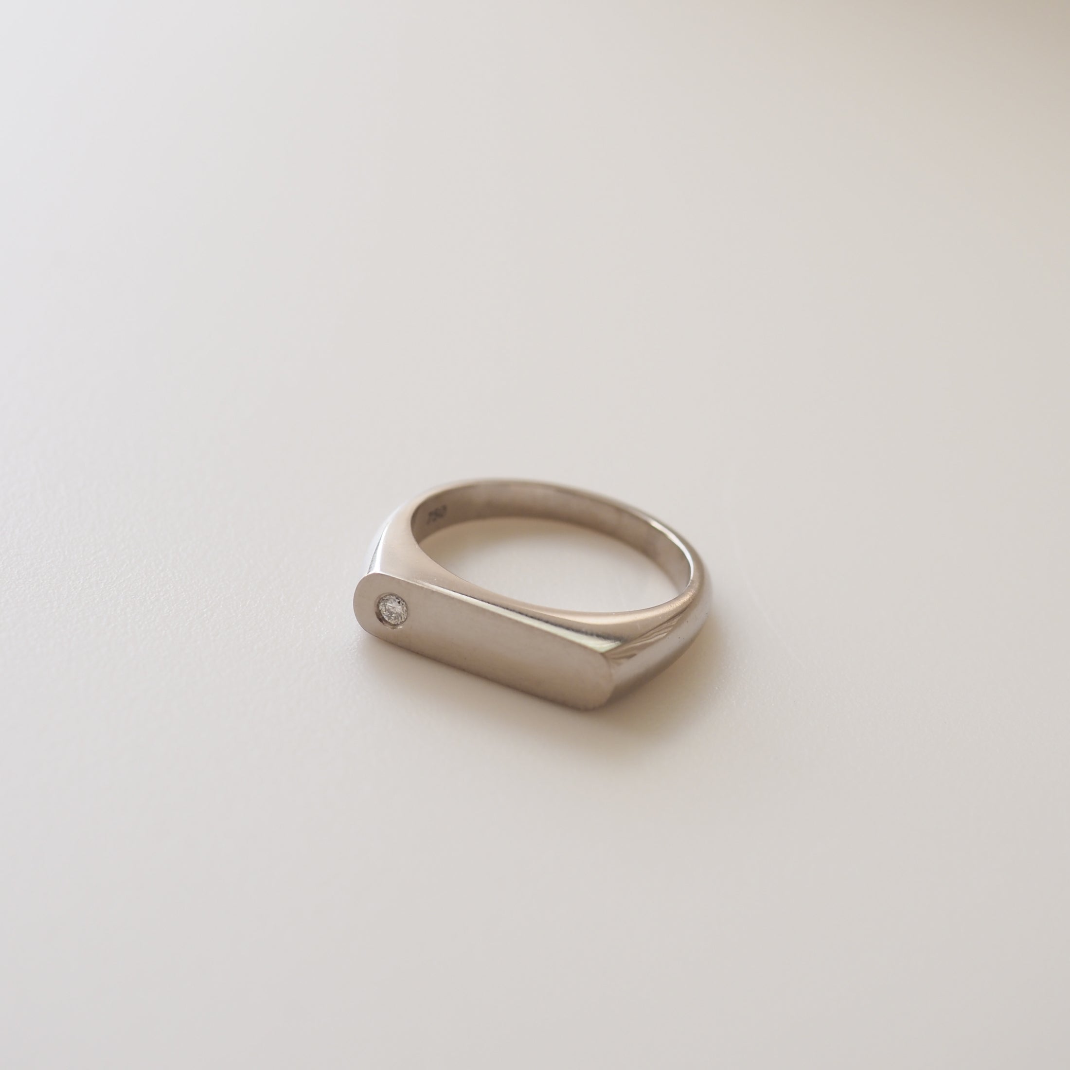 Diamond Set Narrow Signet | Archive Silver Signet Ring