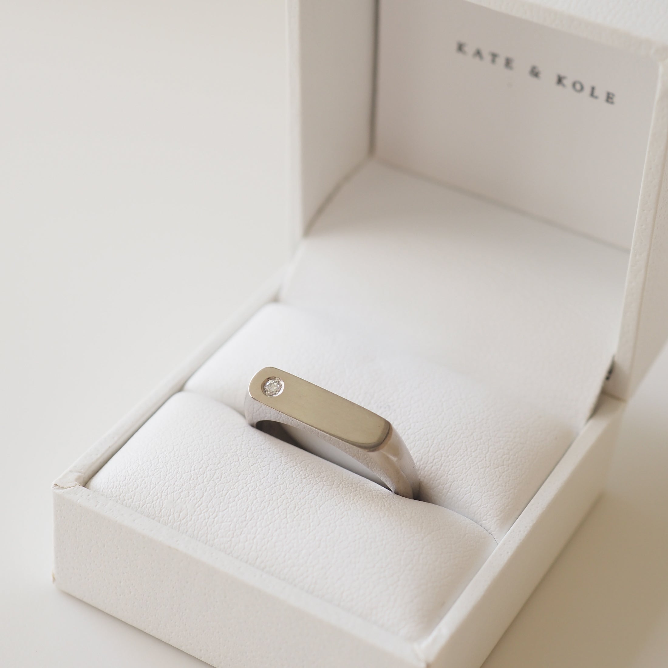 Diamond Set Narrow Signet | Archive Silver Signet Ring