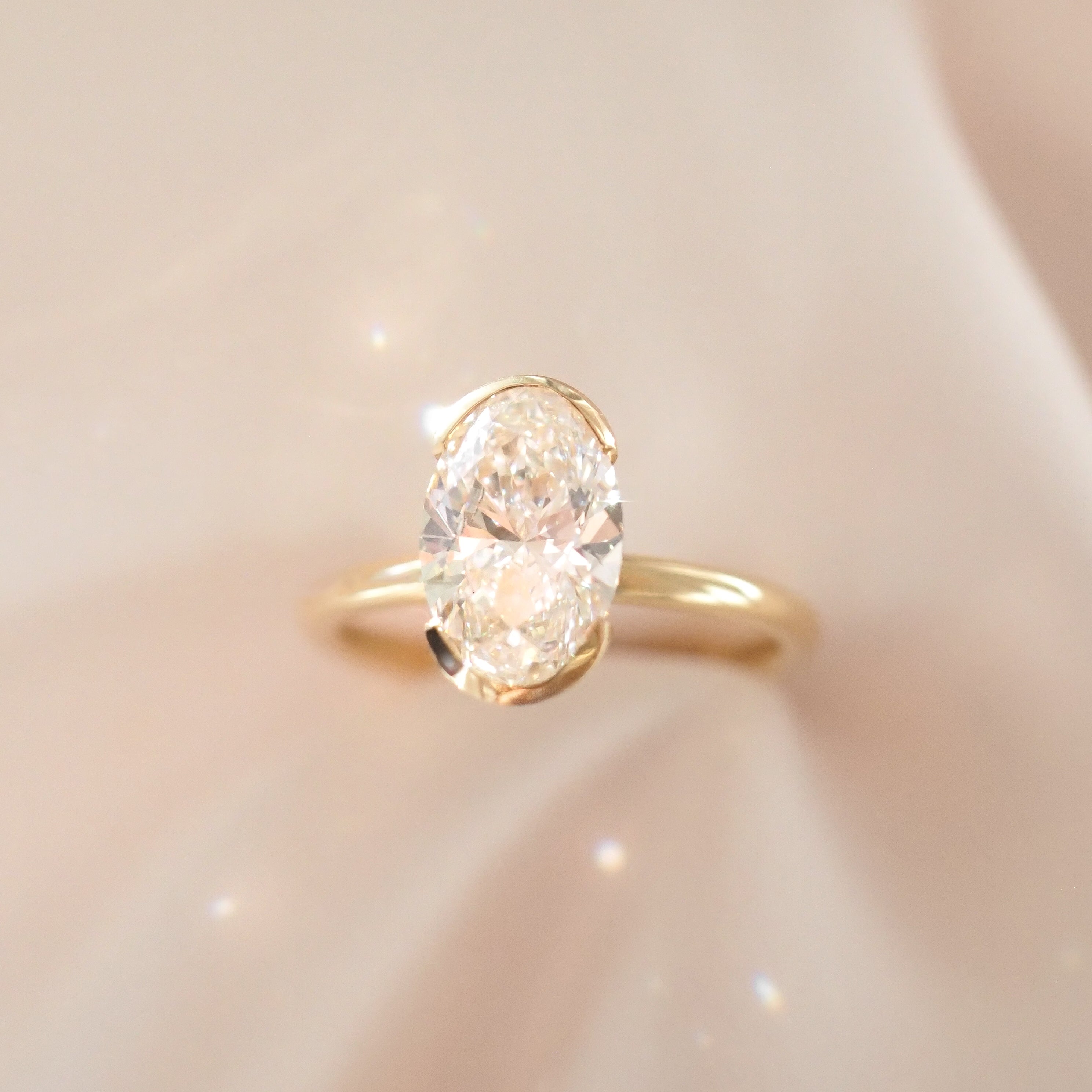 Oval Half Bezel | 2ct Solitaire Lab-Grown Diamond Engagement Ring