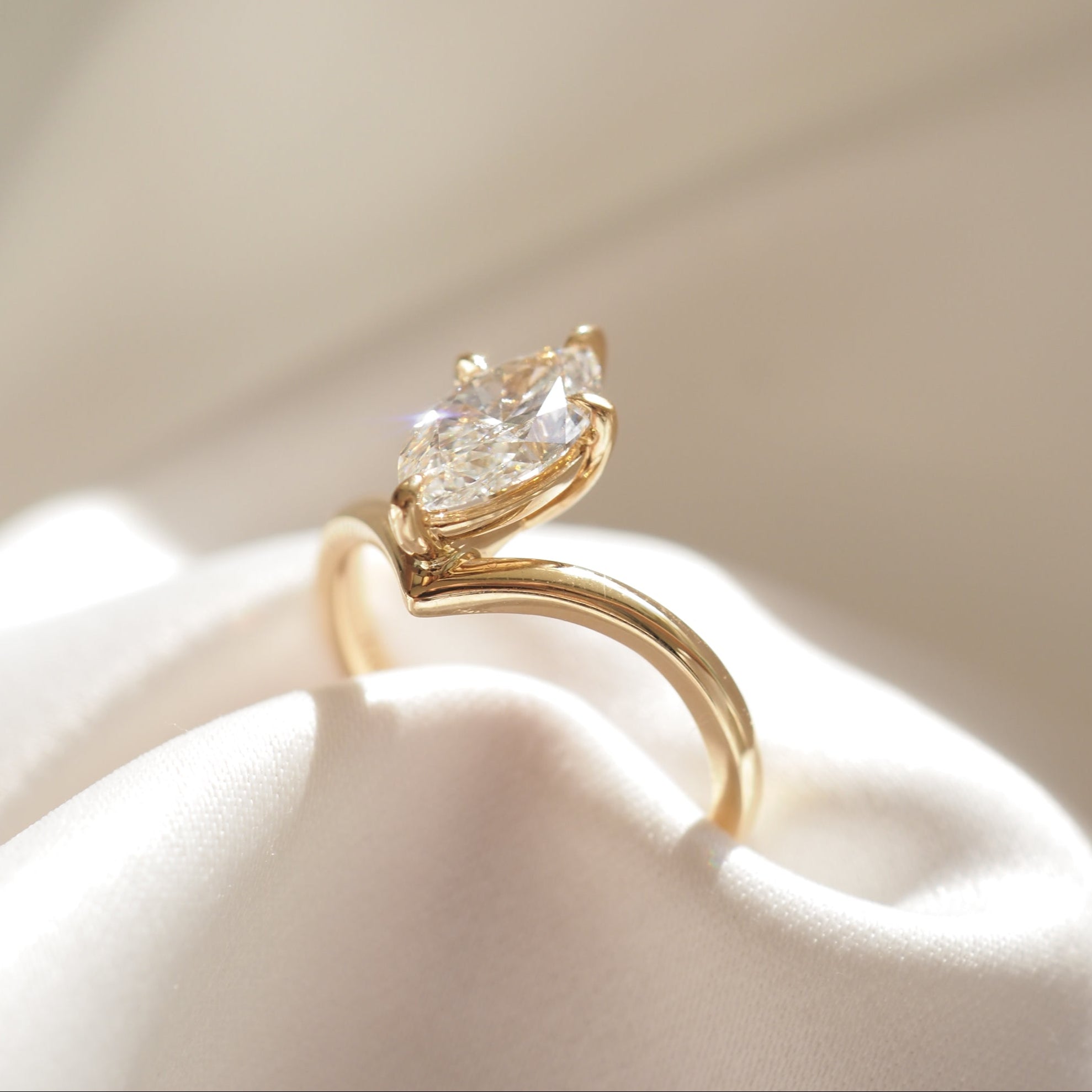 Vela | 1.3ct Marquise Solitaire Lab-Grown Diamond Ring with Wishbone Band