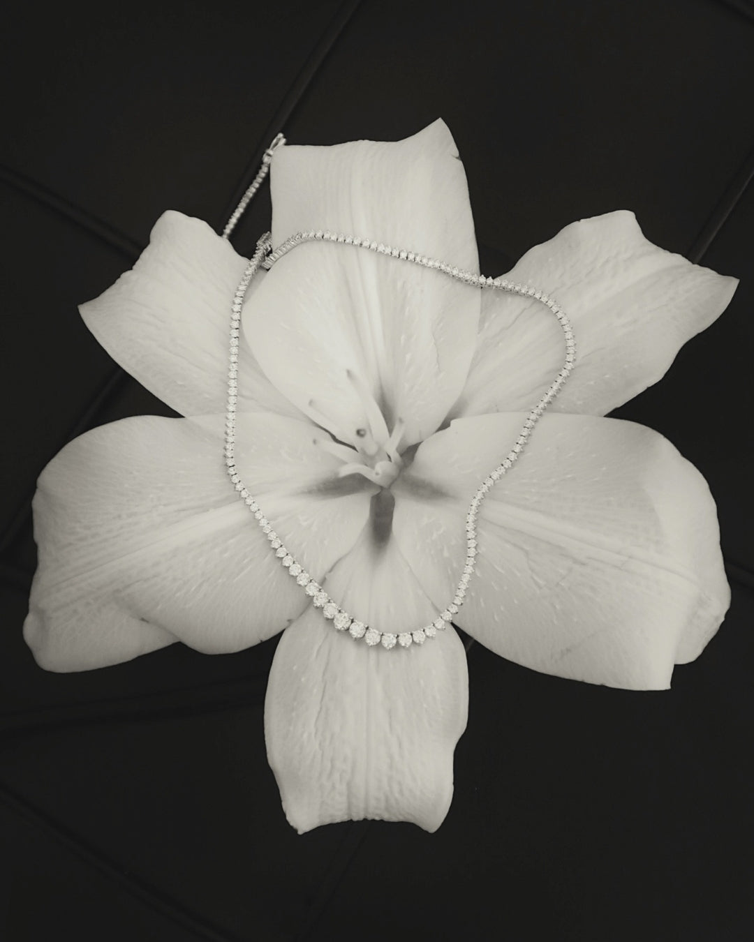 Crown Set Tennis Necklace | Round Lab-Grown Diamond Necklace