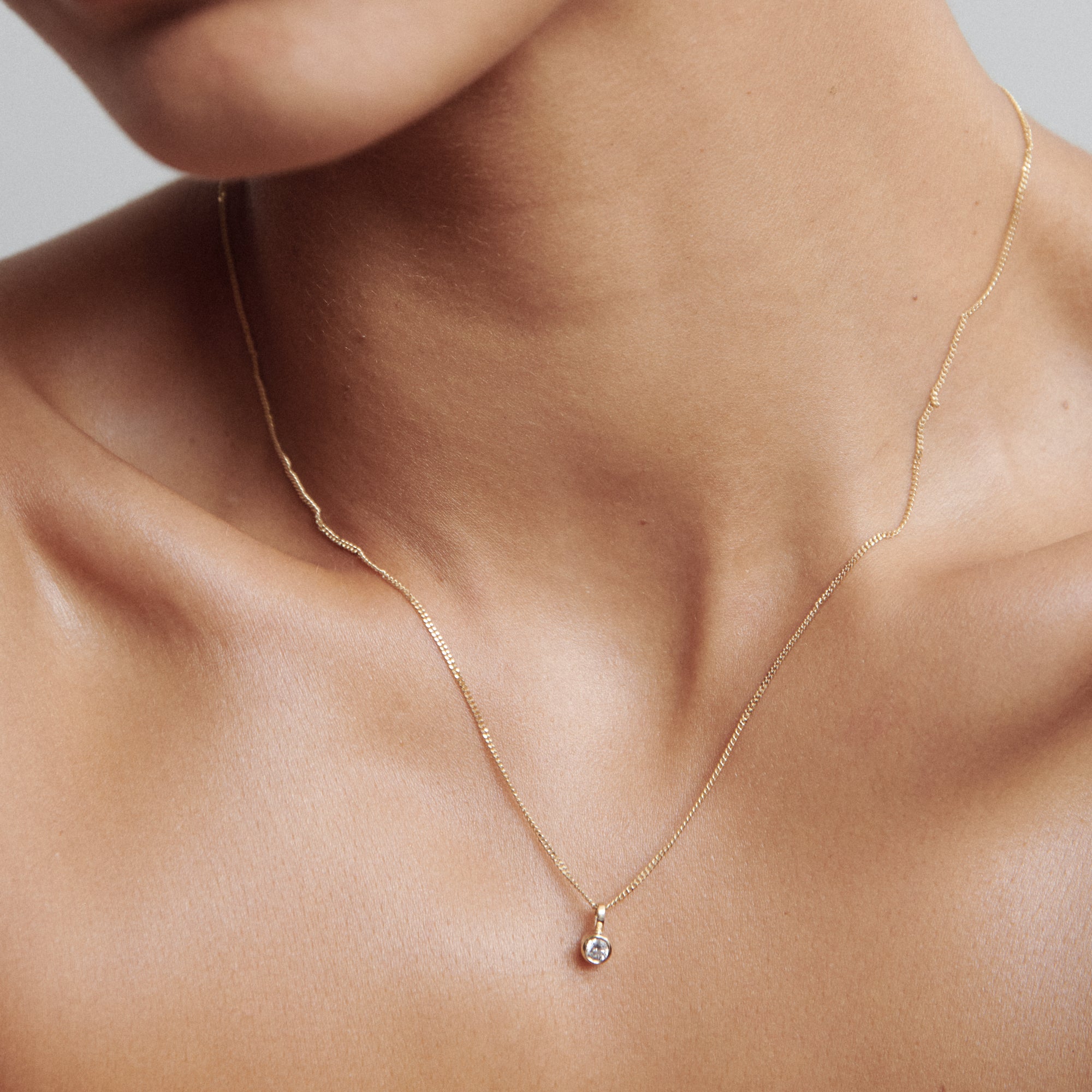 Round Cut Bezel Diamond Necklace