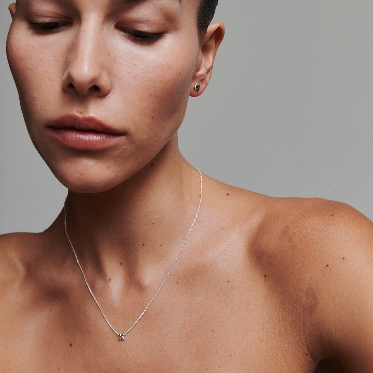The Puffed Letter Necklace | Sliding Charm Necklace
