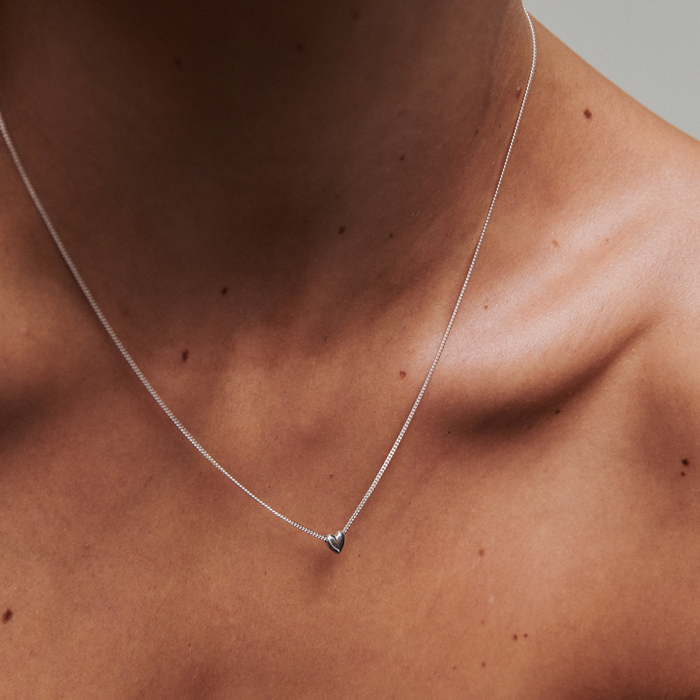 The Puffed Heart Necklace | Sliding Charm Necklace