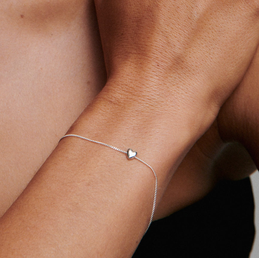 The Puffed Heart Bracelet | Sliding Charm Bracelet