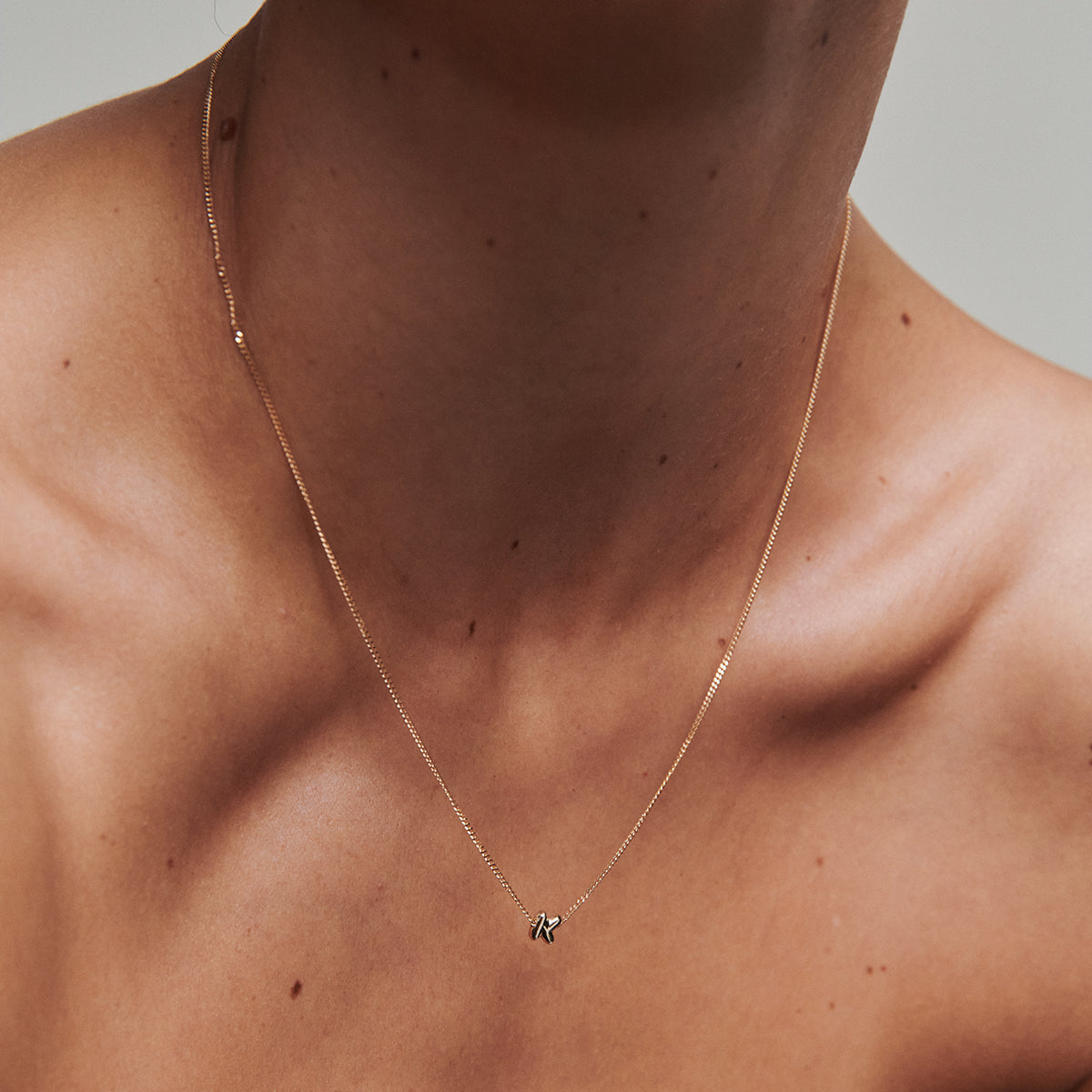 The Puffed Letter Necklace | Sliding Charm Necklace