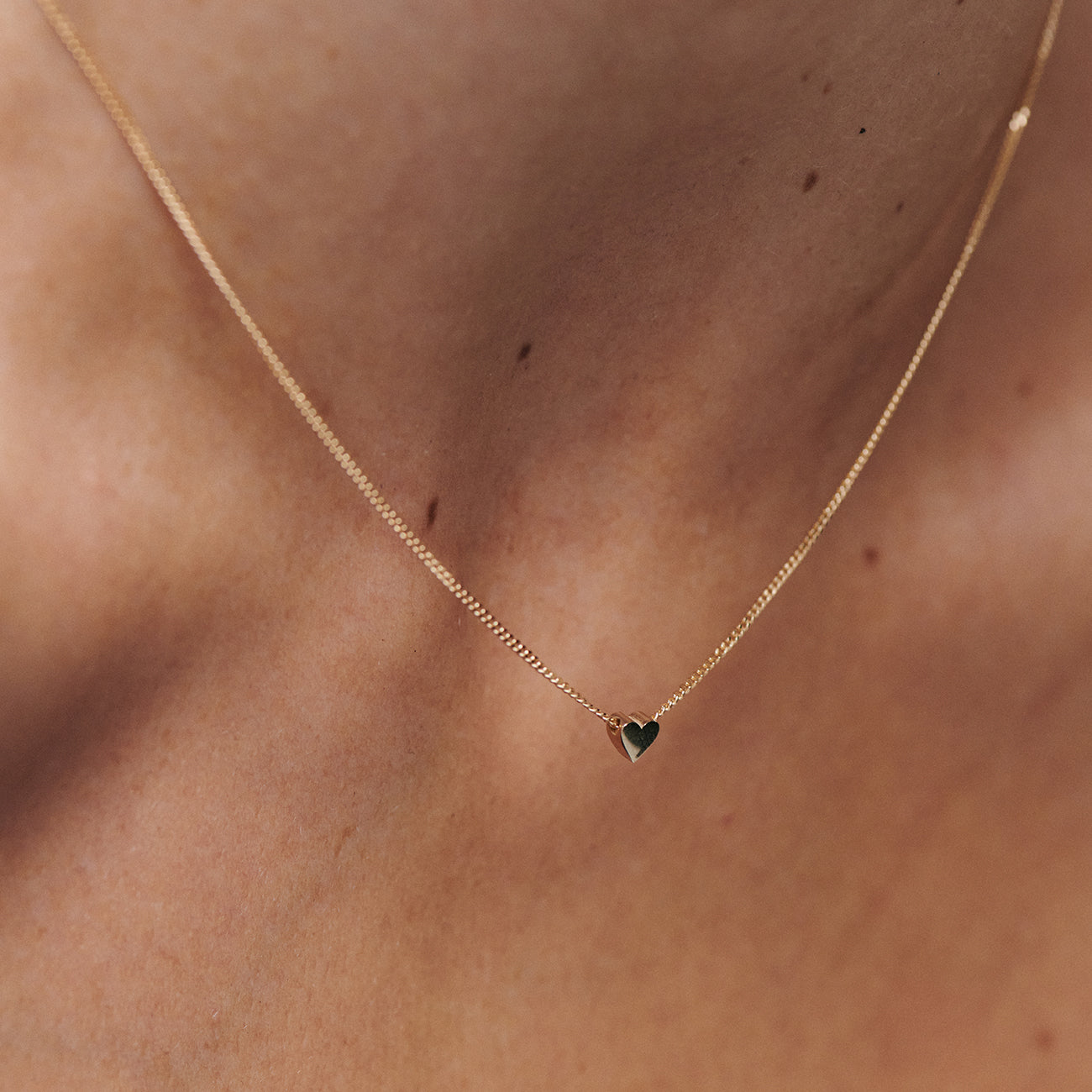 Tiny Engraved Heart Necklace | Sliding Charm Necklace