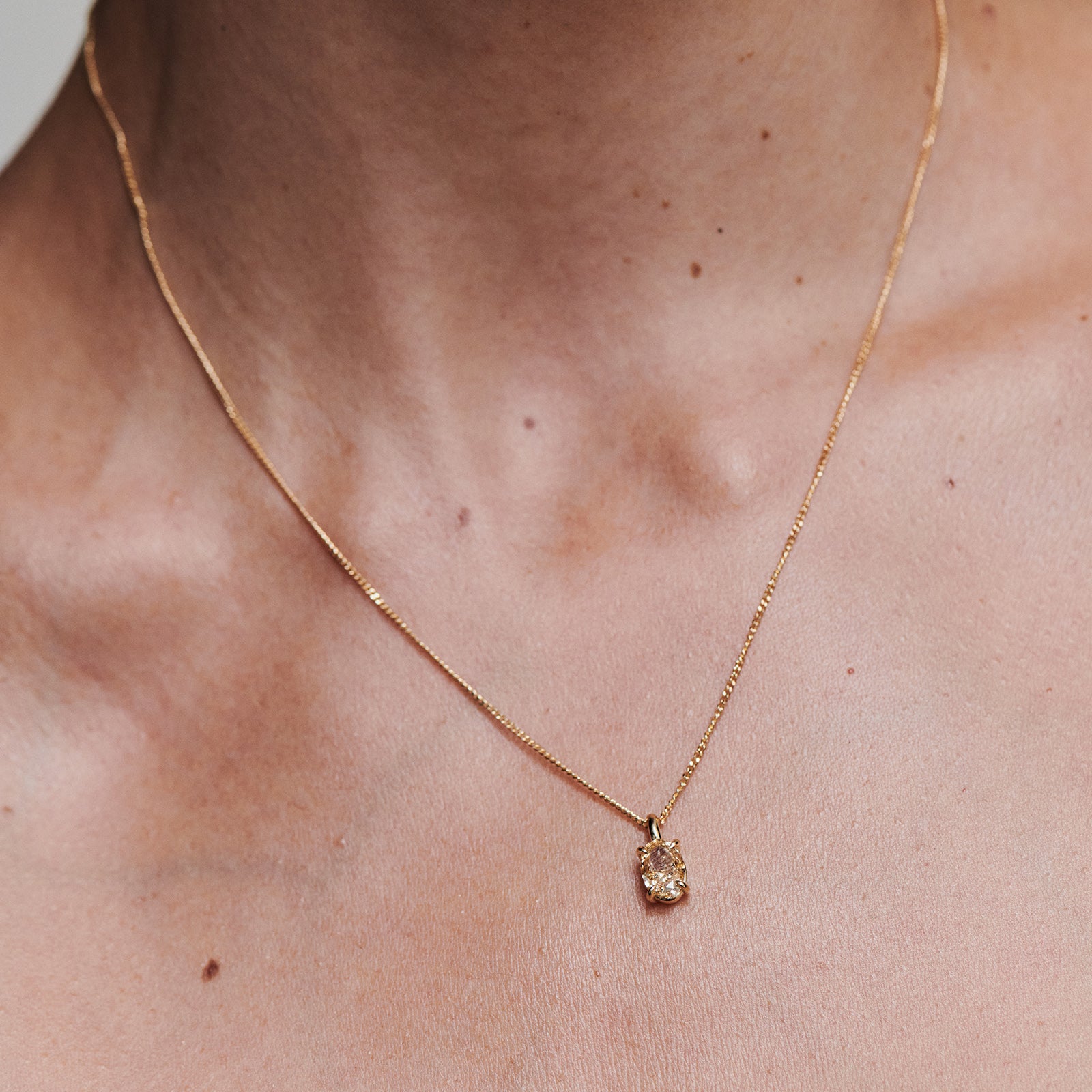 Oval Solitaire Pendant | Yellow Lab-Grown Diamond Necklace