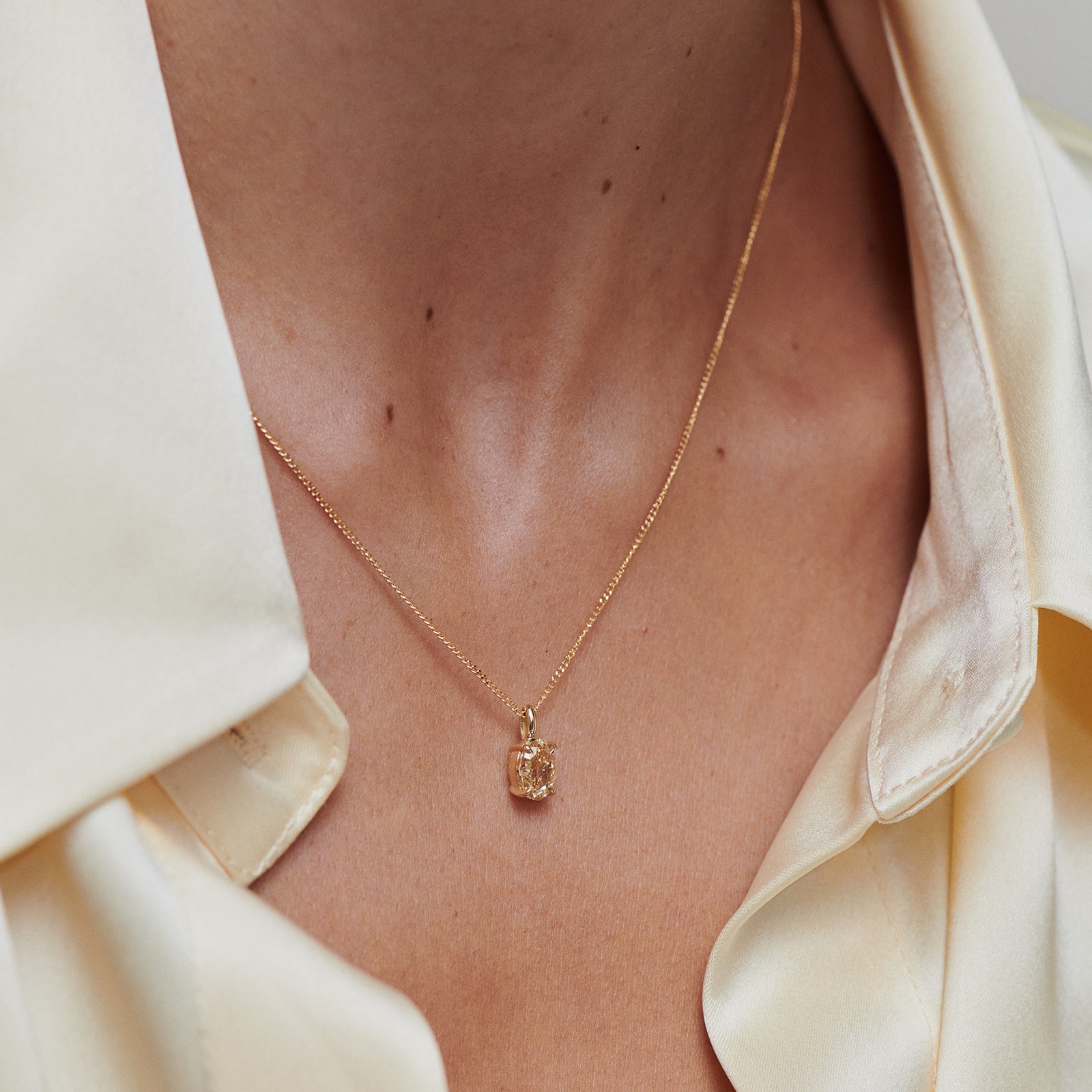 Oval Solitaire Pendant | Yellow Lab-Grown Diamond Necklace