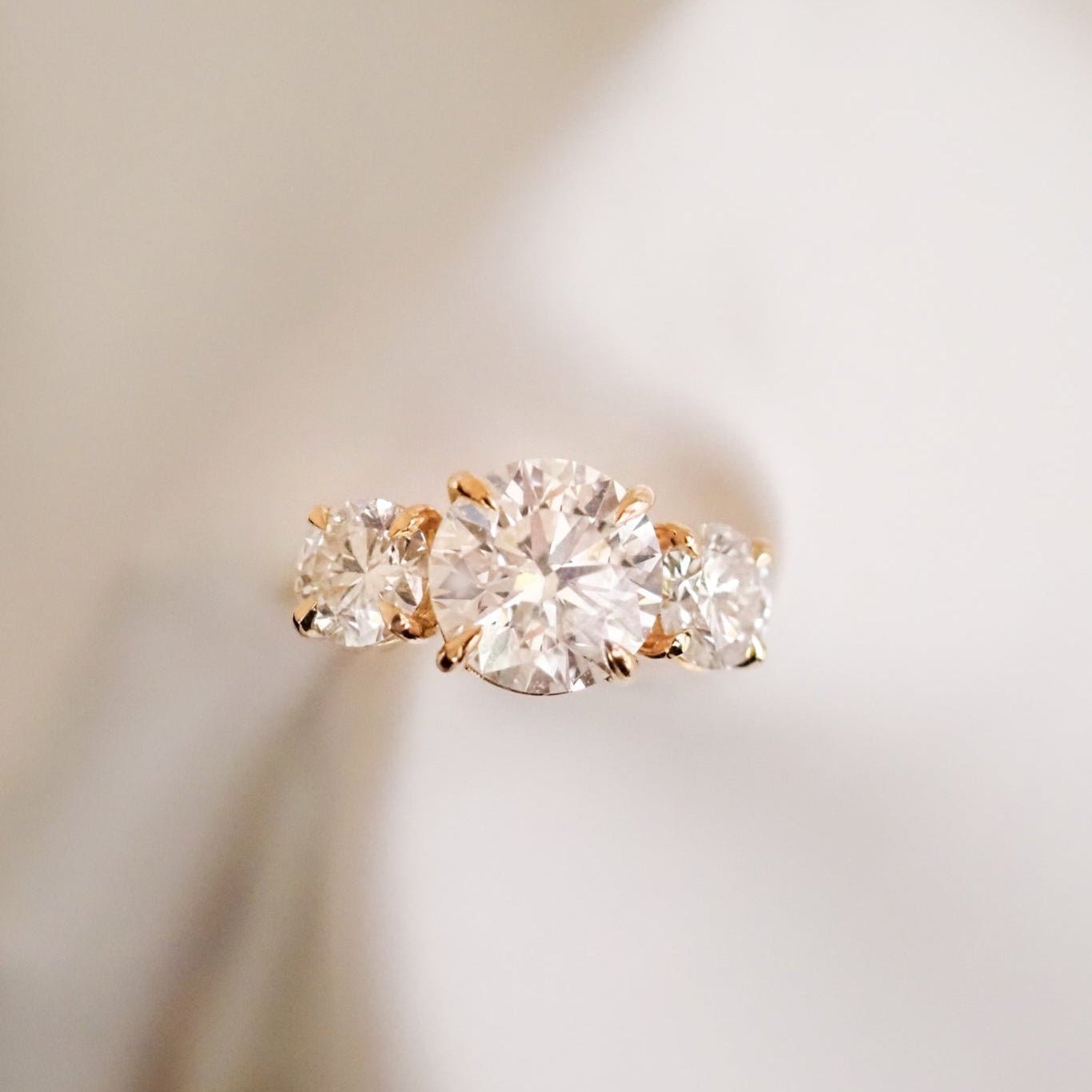 Amora | 4.6ct Round Trilogy Lab-Grown Diamond Engagement Ring