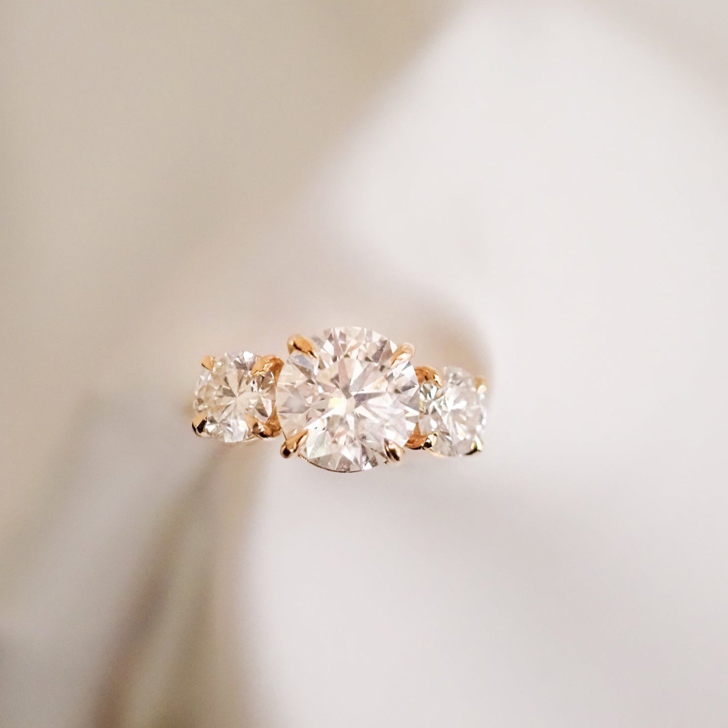 Amora | 4.6ct Round Trilogy Lab-Grown Diamond Engagement Ring