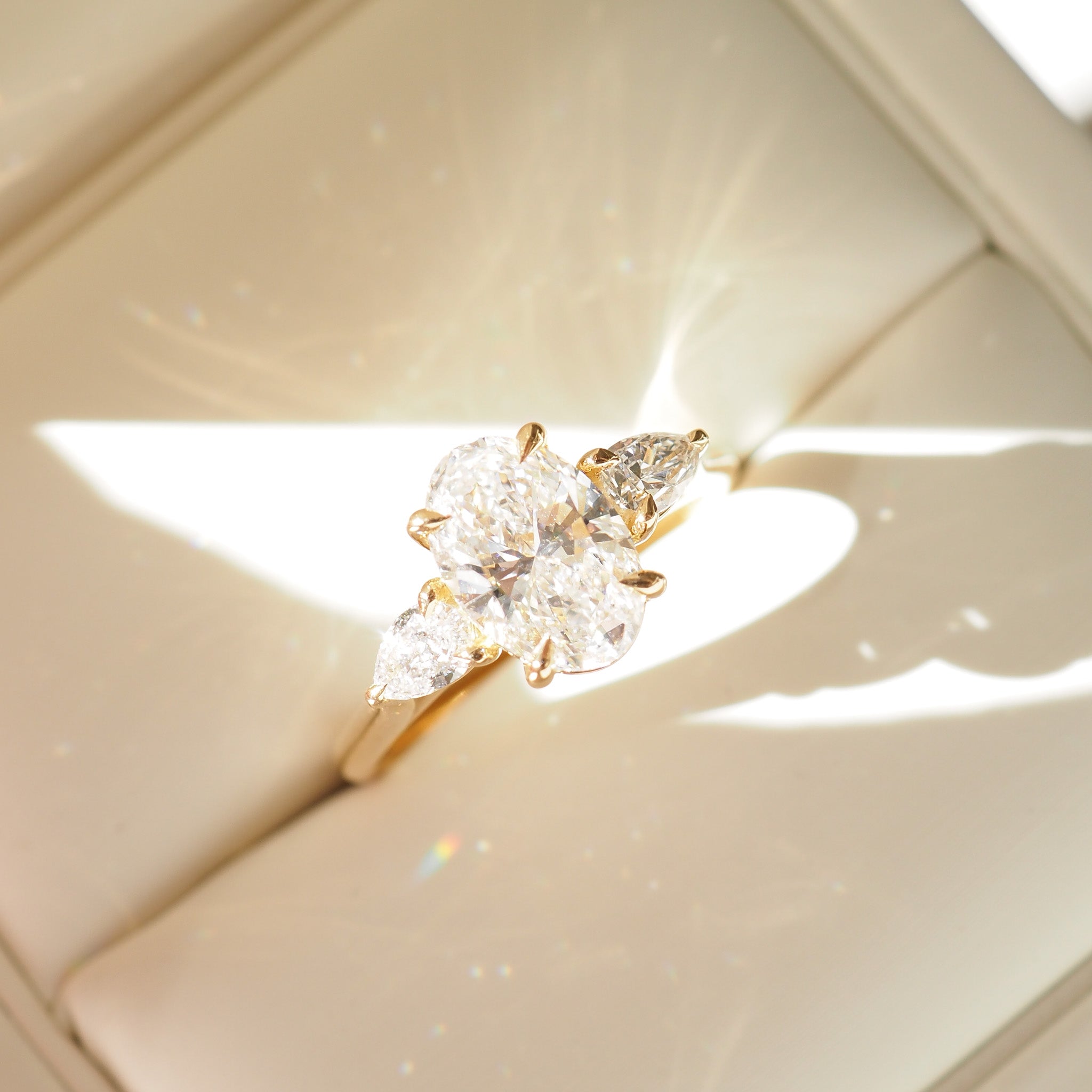 Ania | 1.8ct Oval & Pear Trilogy Lab-Grown Diamond Engagement Ring