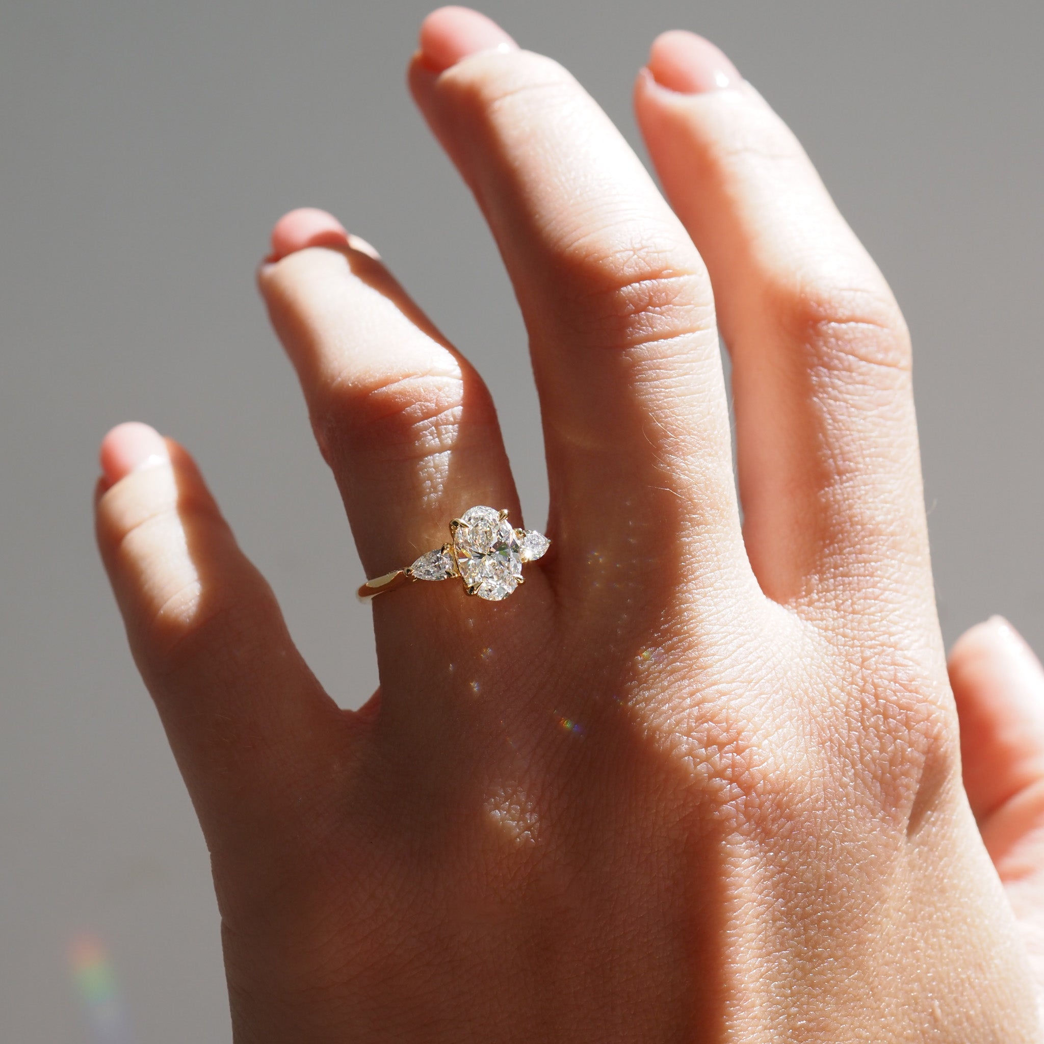 Ania | 1.8ct Oval & Pear Trilogy Lab-Grown Diamond Engagement Ring