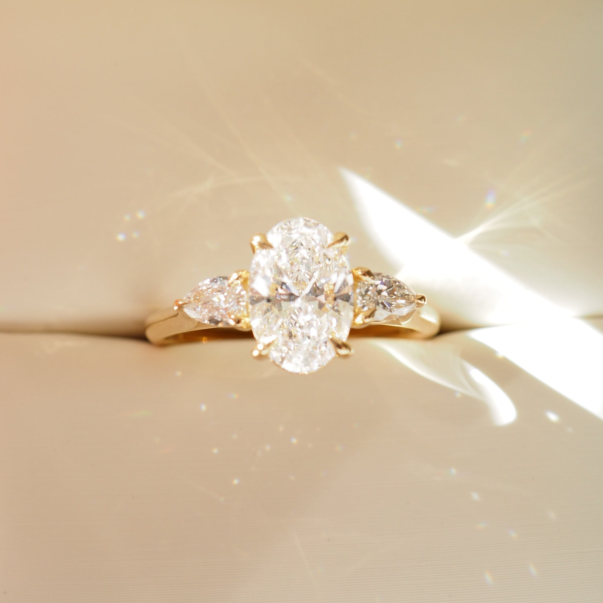 Ania | 1.8ct Oval & Pear Trilogy Lab-Grown Diamond Engagement Ring