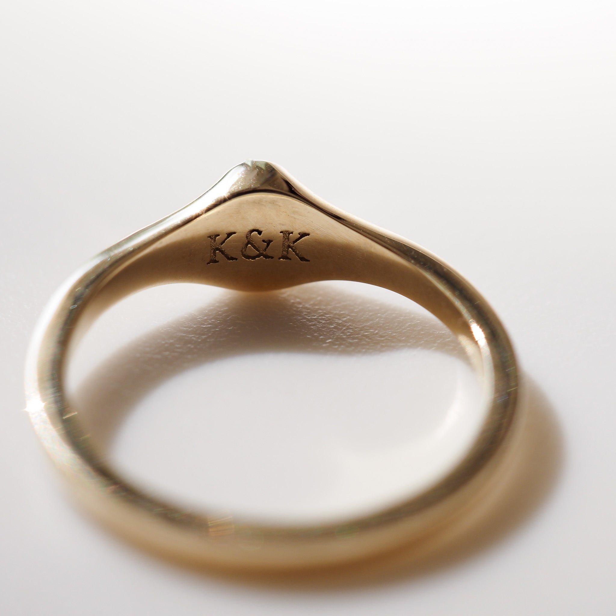Yellow Gold Oval signet with diamond set