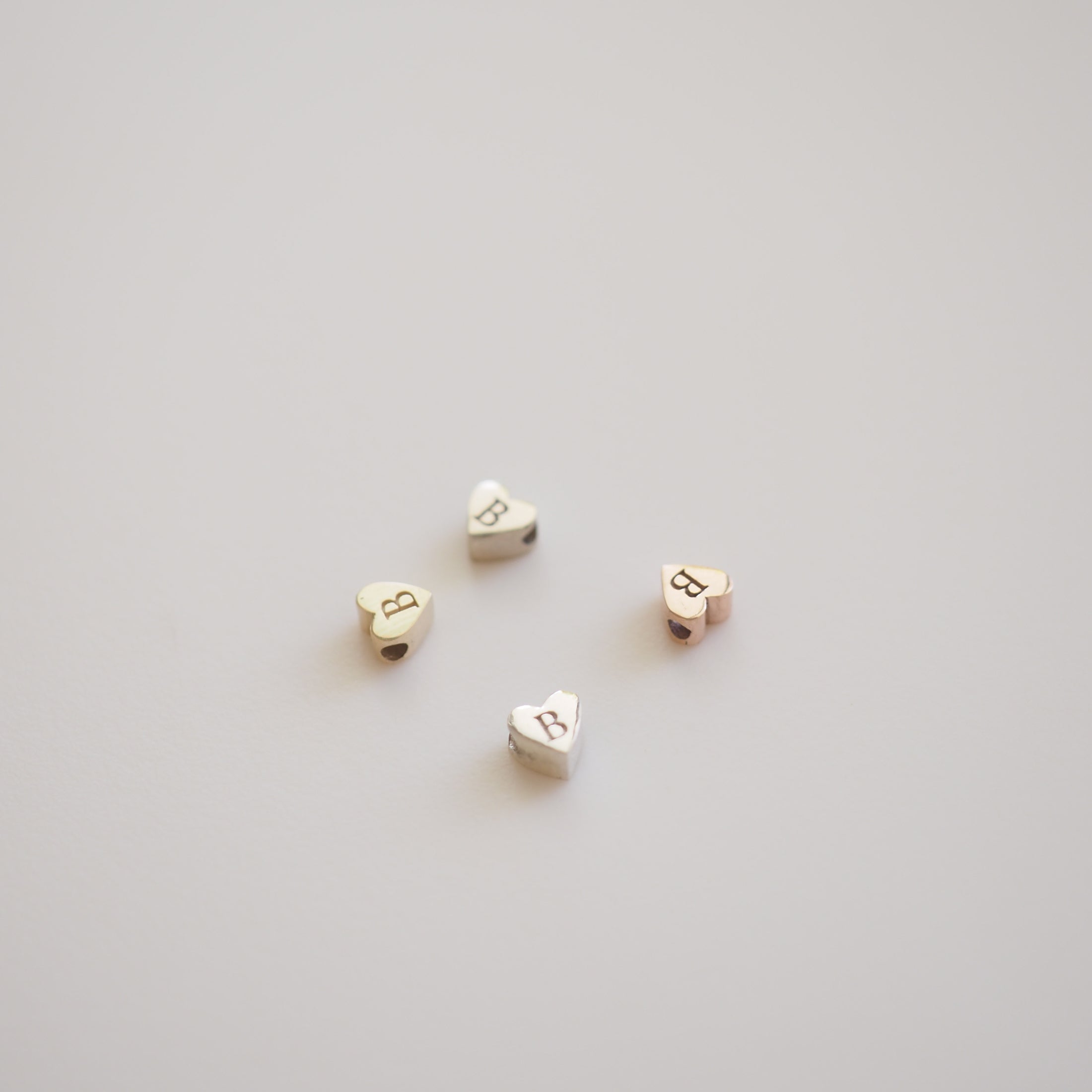 Tiny Engraved White Gold Heart Charm | Archive Sliding Bracelet Charm