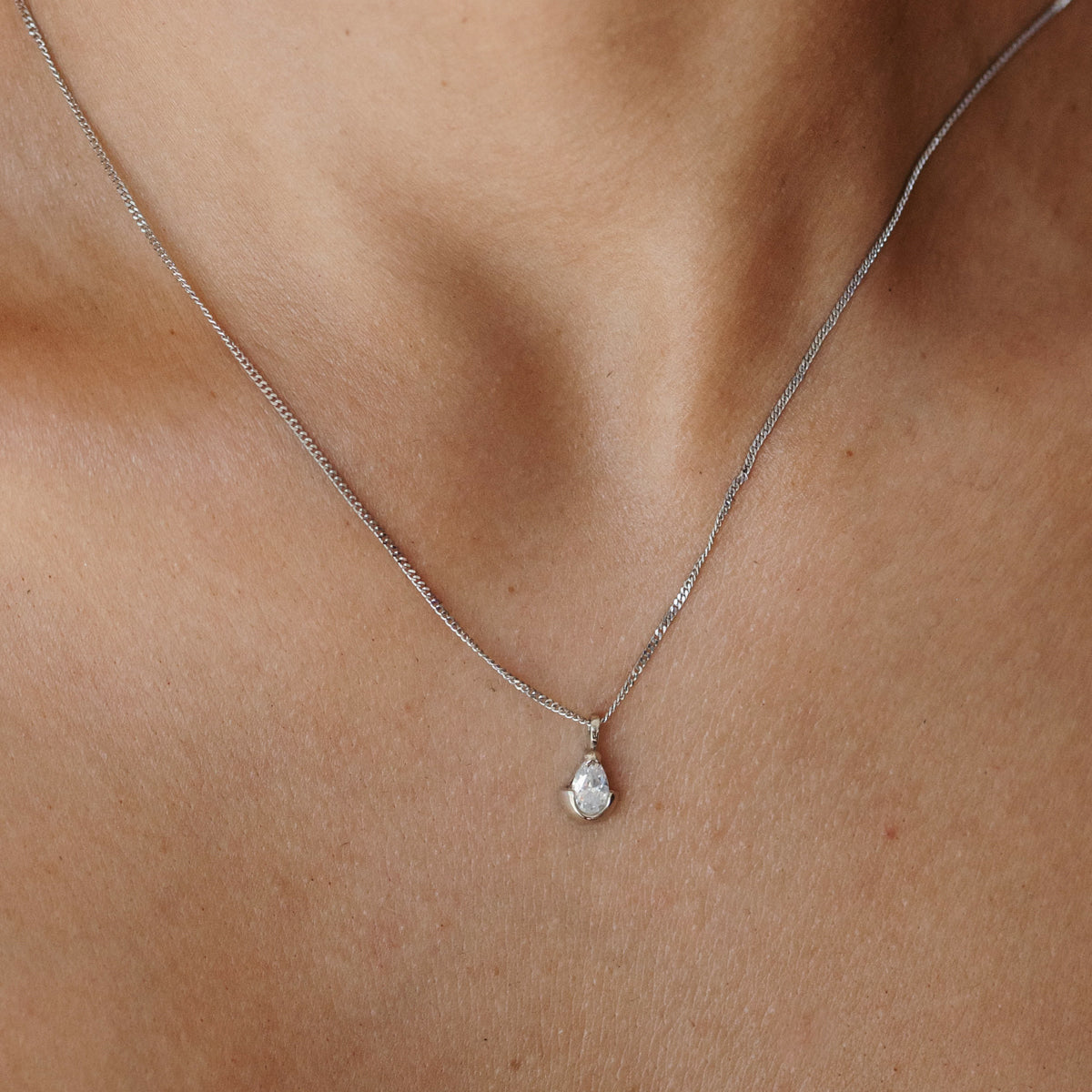 Archive — Floating Pear Necklace | 9ct White Gold