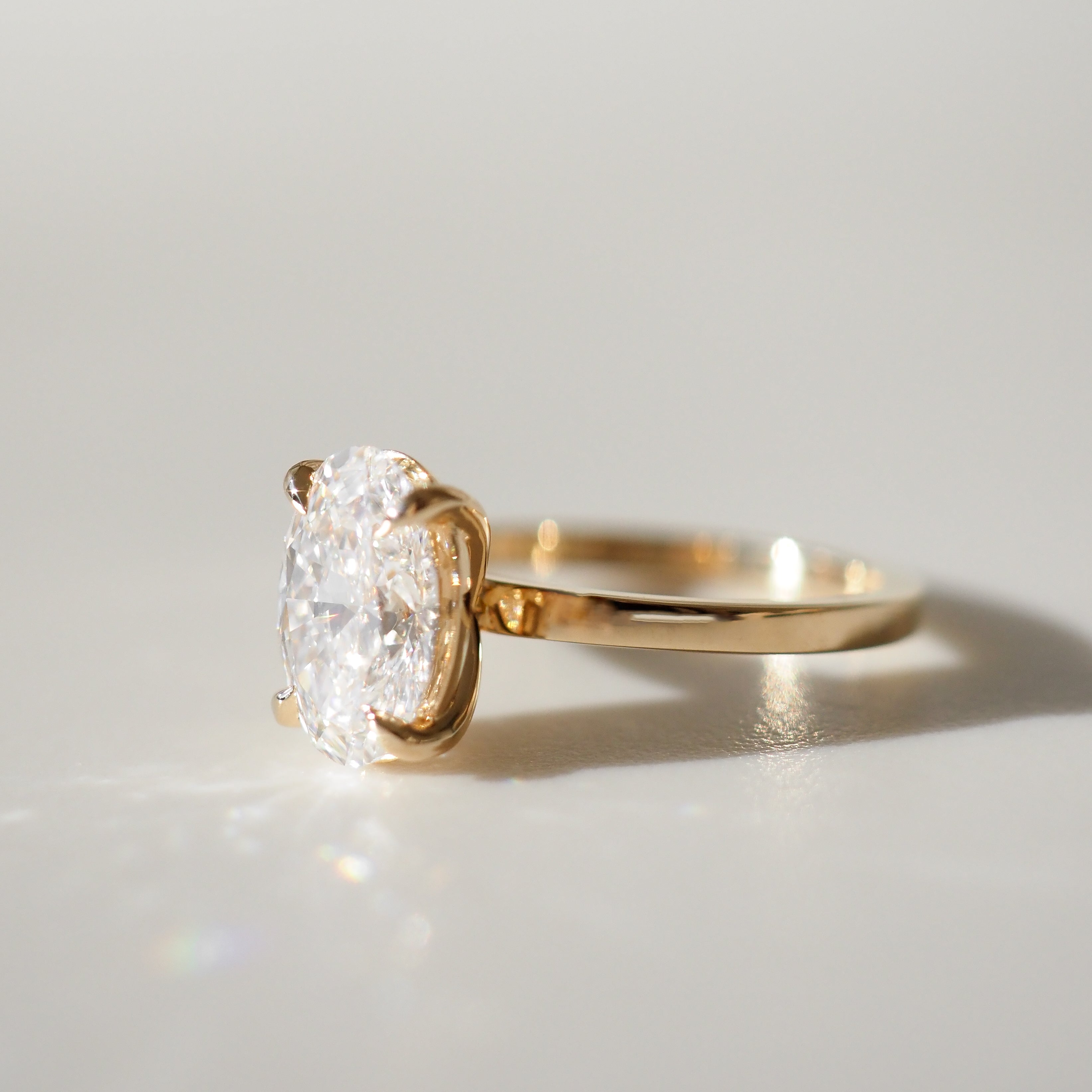Clara | 2ct Oval Solitaire Engagement Ring with Square Band