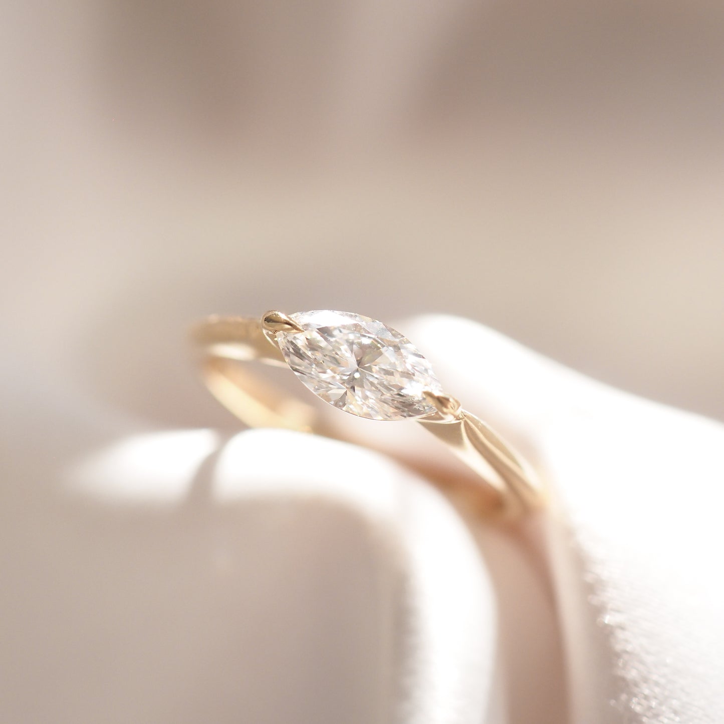 Crescent East West Marquise Lab-Grown Diamond Engagement Ring