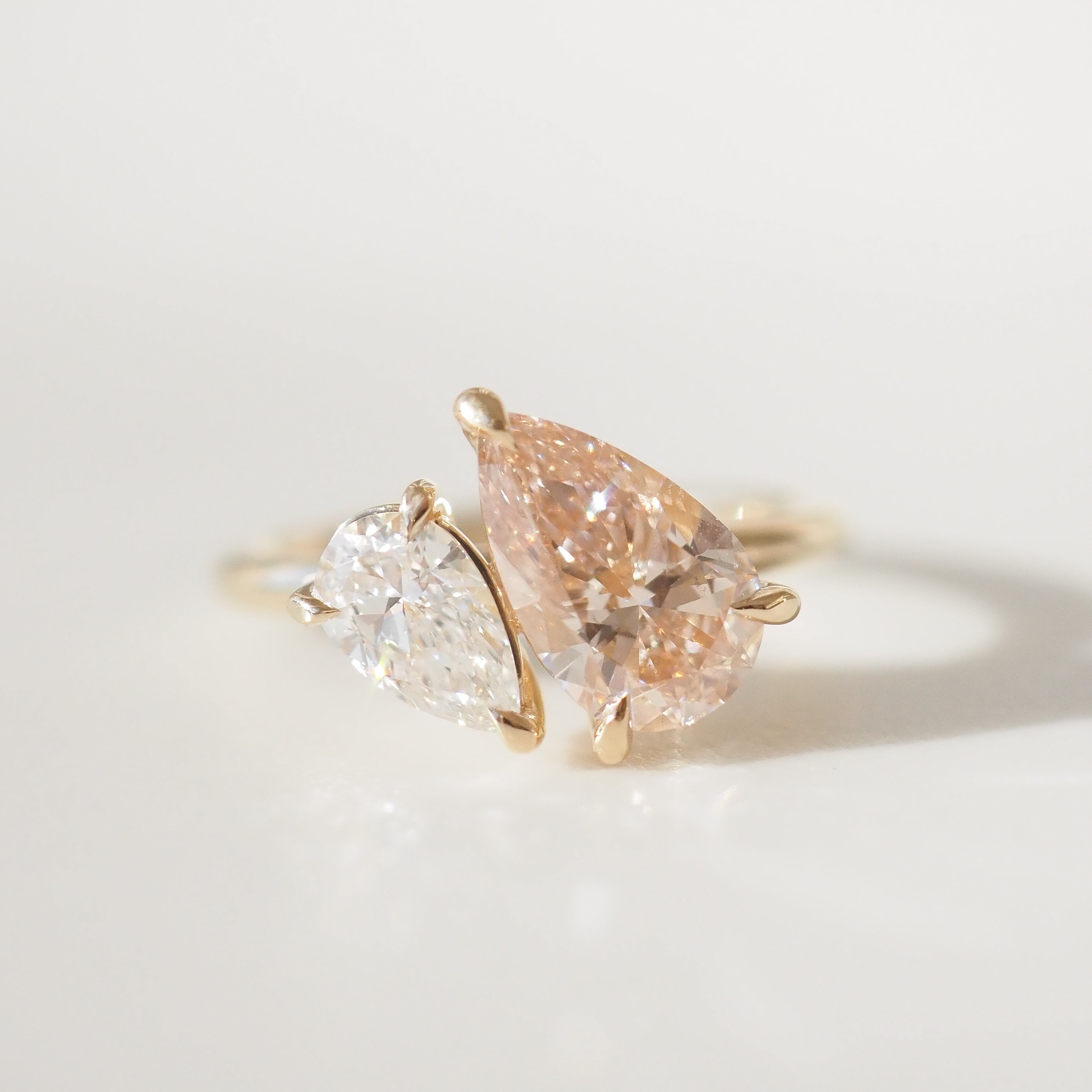 Duet™ | 2ct Pear Duet Champagne Diamond Engagement Ring
