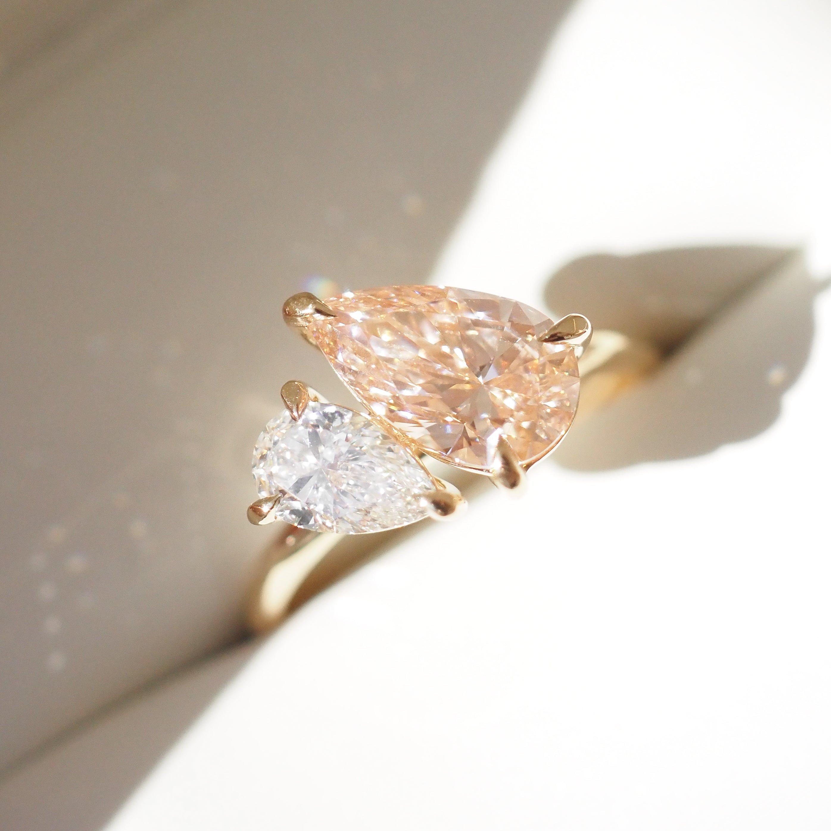 Duet™ | 2ct Pear Duet Champagne Diamond Engagement Ring