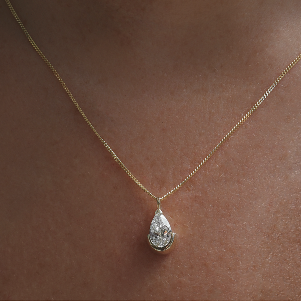 Floating Pear Necklace | Pear Lab-Grown Diamond Pendant Necklace