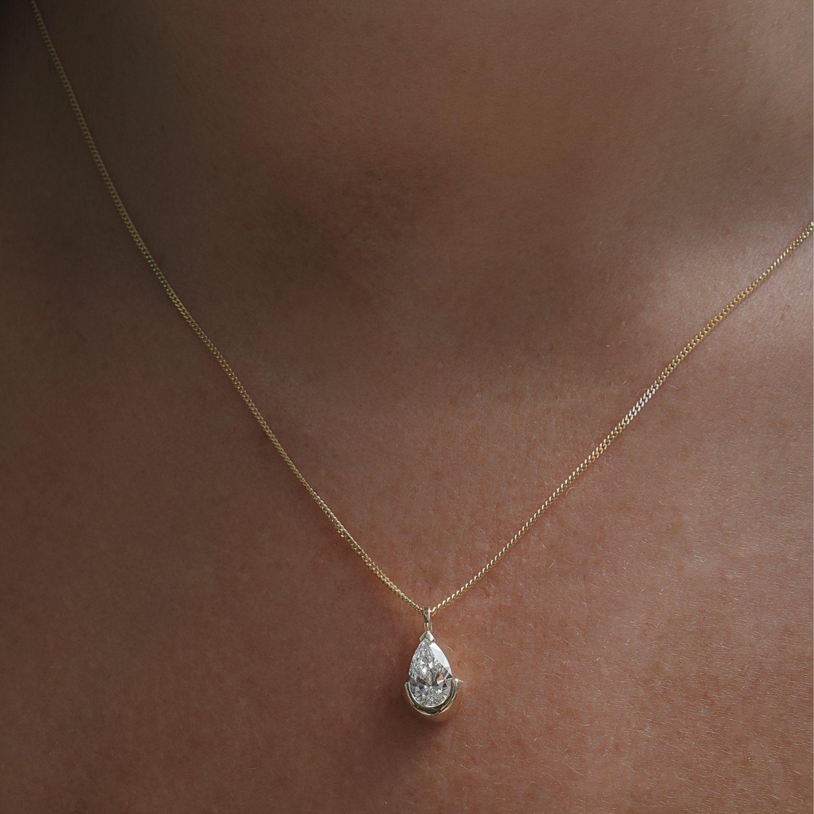Floating Pear Necklace | Pear Lab-Grown Diamond Pendant Necklace