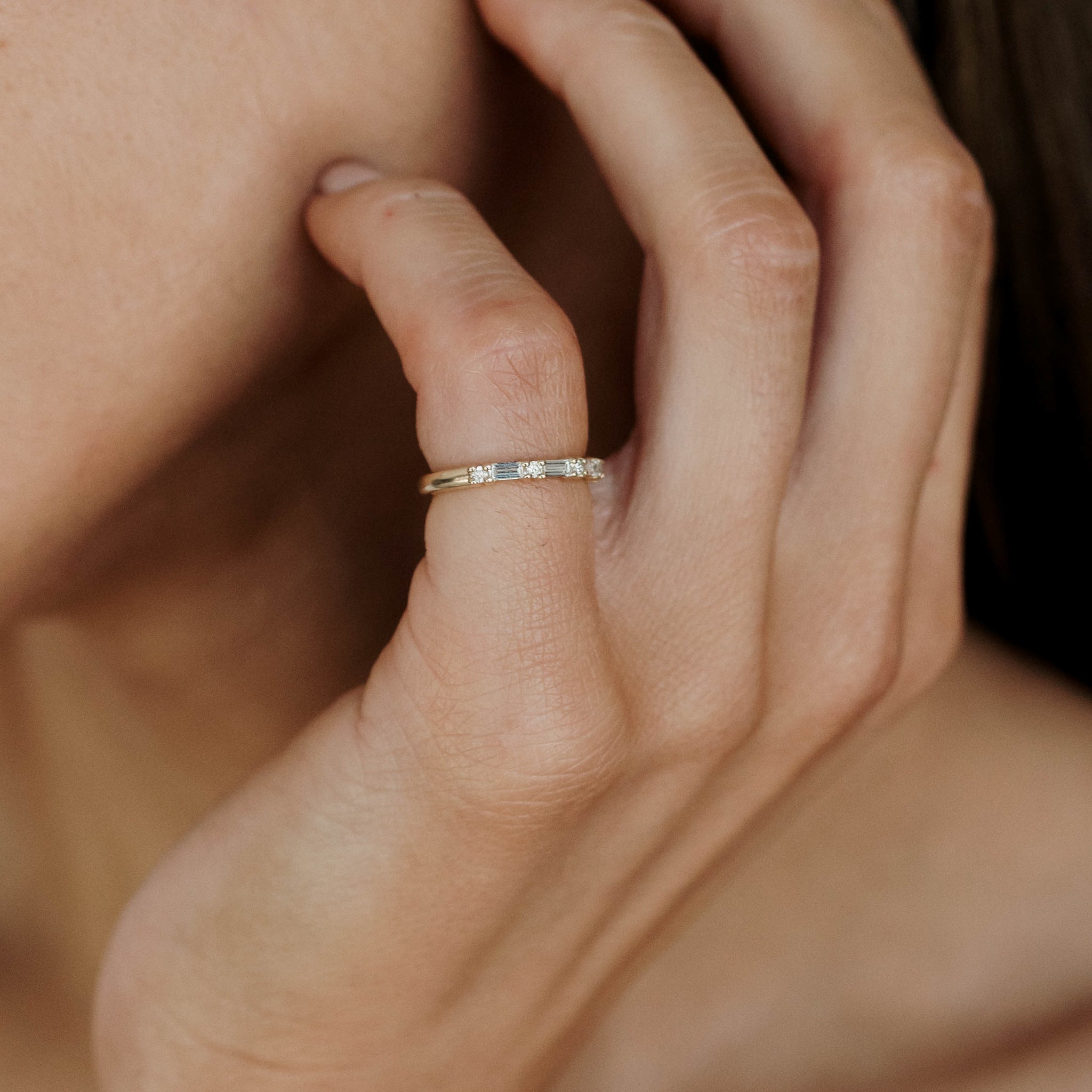 Archive — Elodie | Round & Baguette Diamond Ring | Size E 1/2