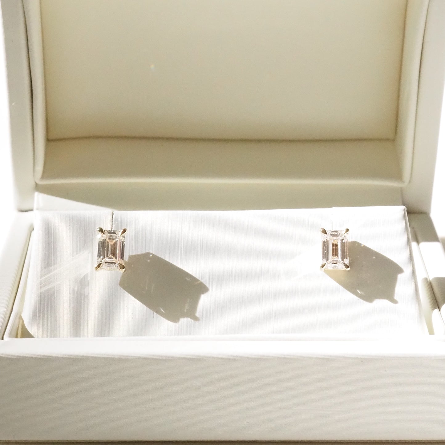 Pair of earrings in a jewelry box