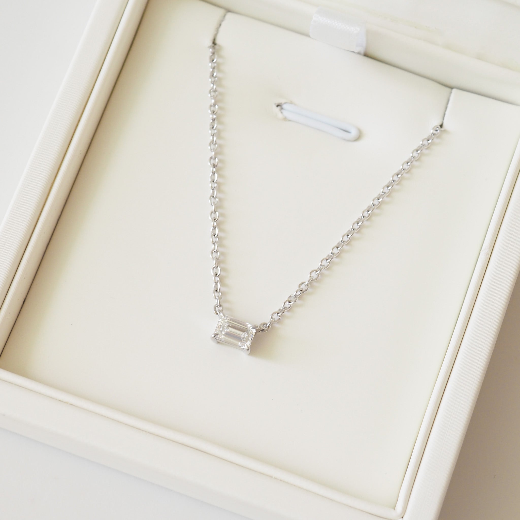 Emerald Diamond Necklace | 0.5ct East-West Emerald Lab-Grown Diamond