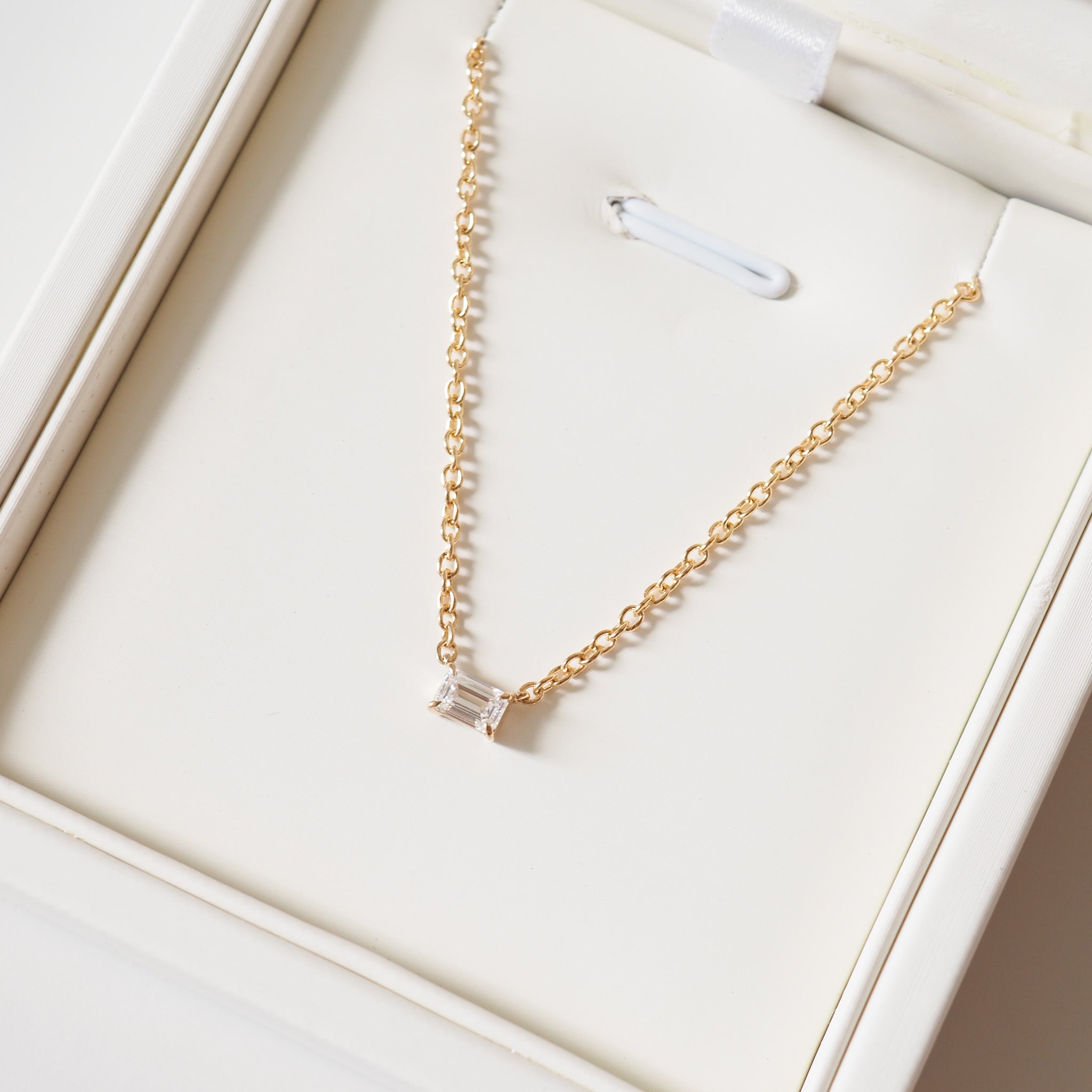 Emerald Diamond Necklace | 0.25ct East-West Emerald Lab-Grown Diamond