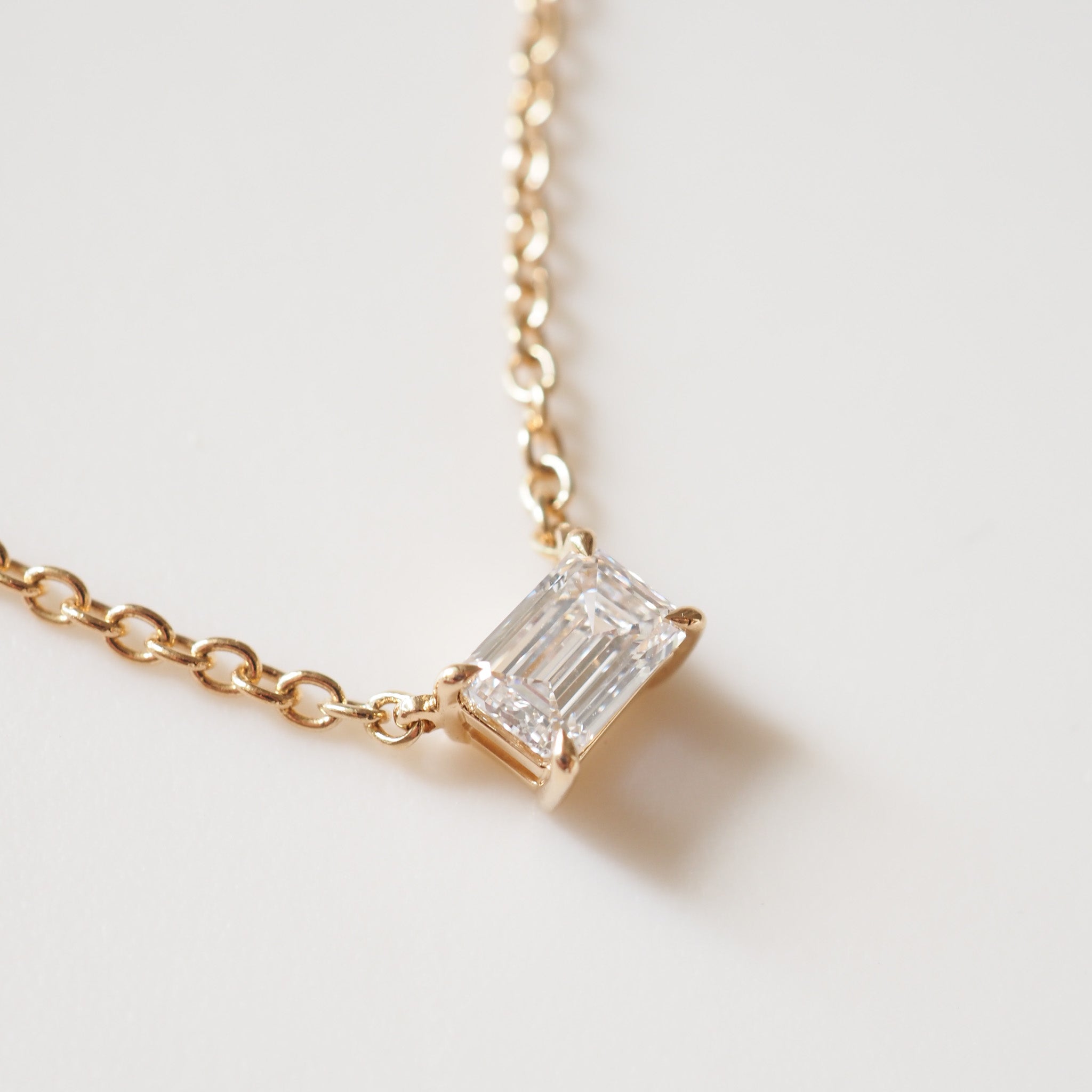 Emerald Diamond Necklace | 0.52ct East-West Emerald Lab-Grown Diamond