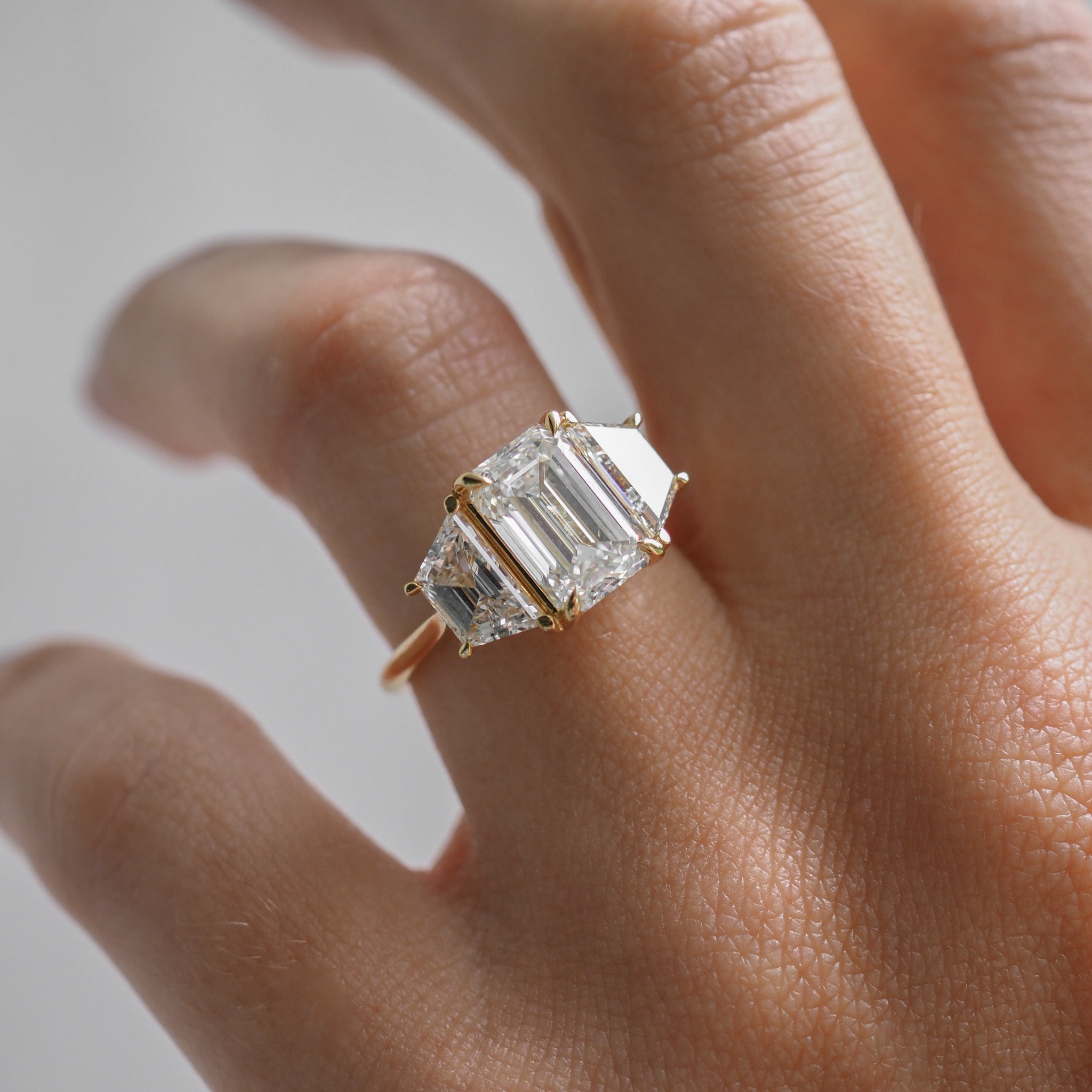 Emerald & Trapezoid Trilogy | 4.7ct Lab-Grown Diamond Ring