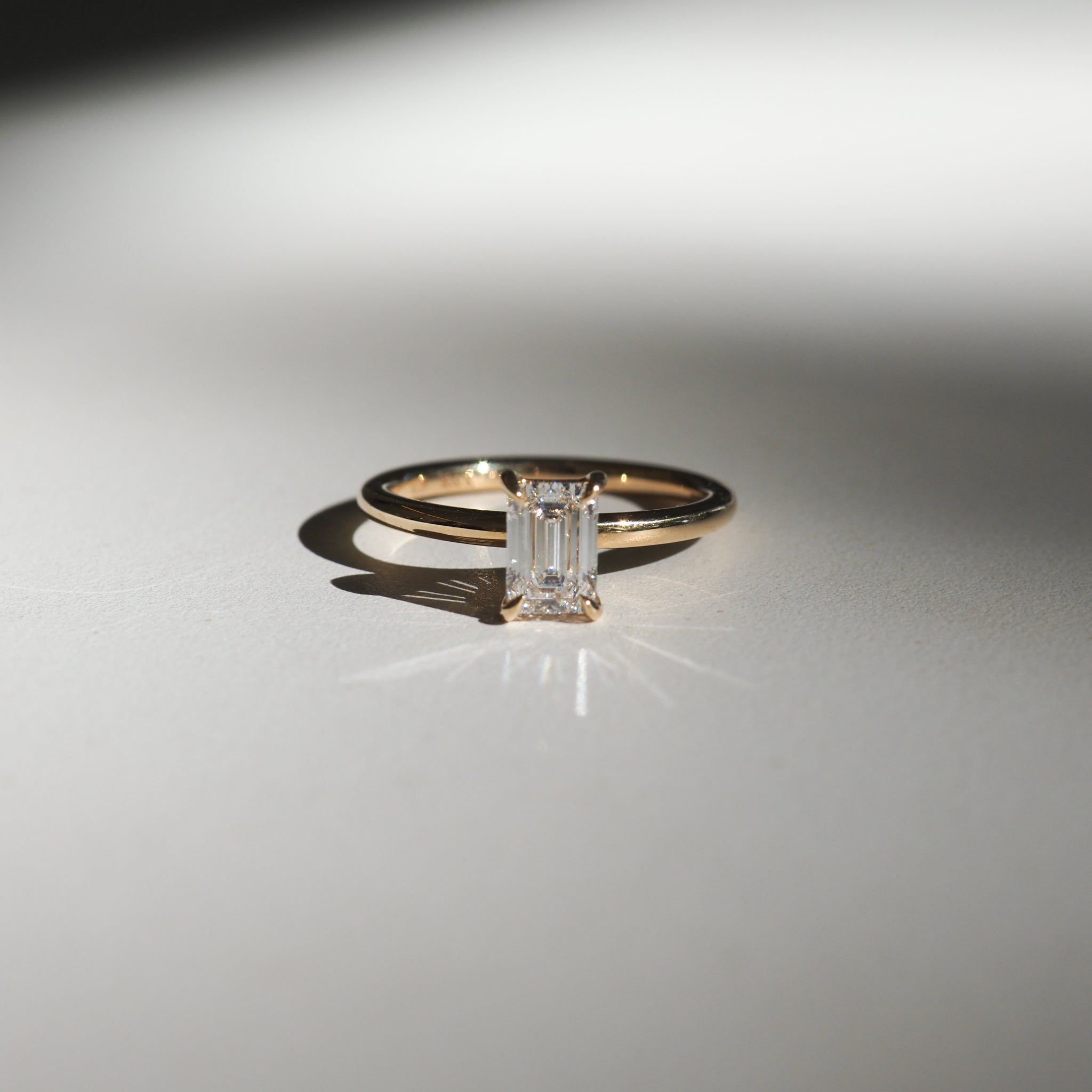 Eva | 0.77ct Emerald Lab-Grown Diamond Engagement Ring