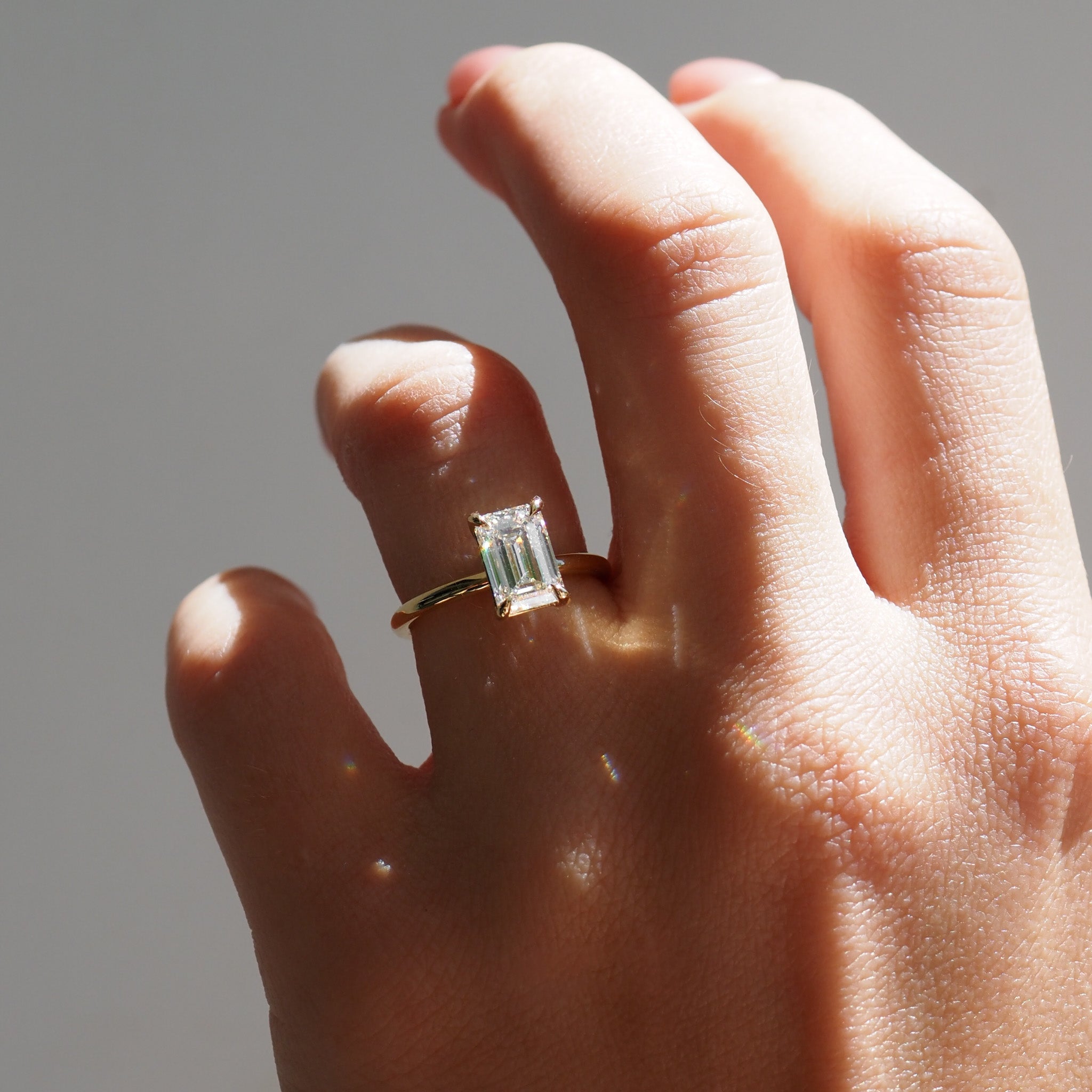 Eva | 2.1ct Emerald Solitaire Lab-Grown Diamond Engagement Ring