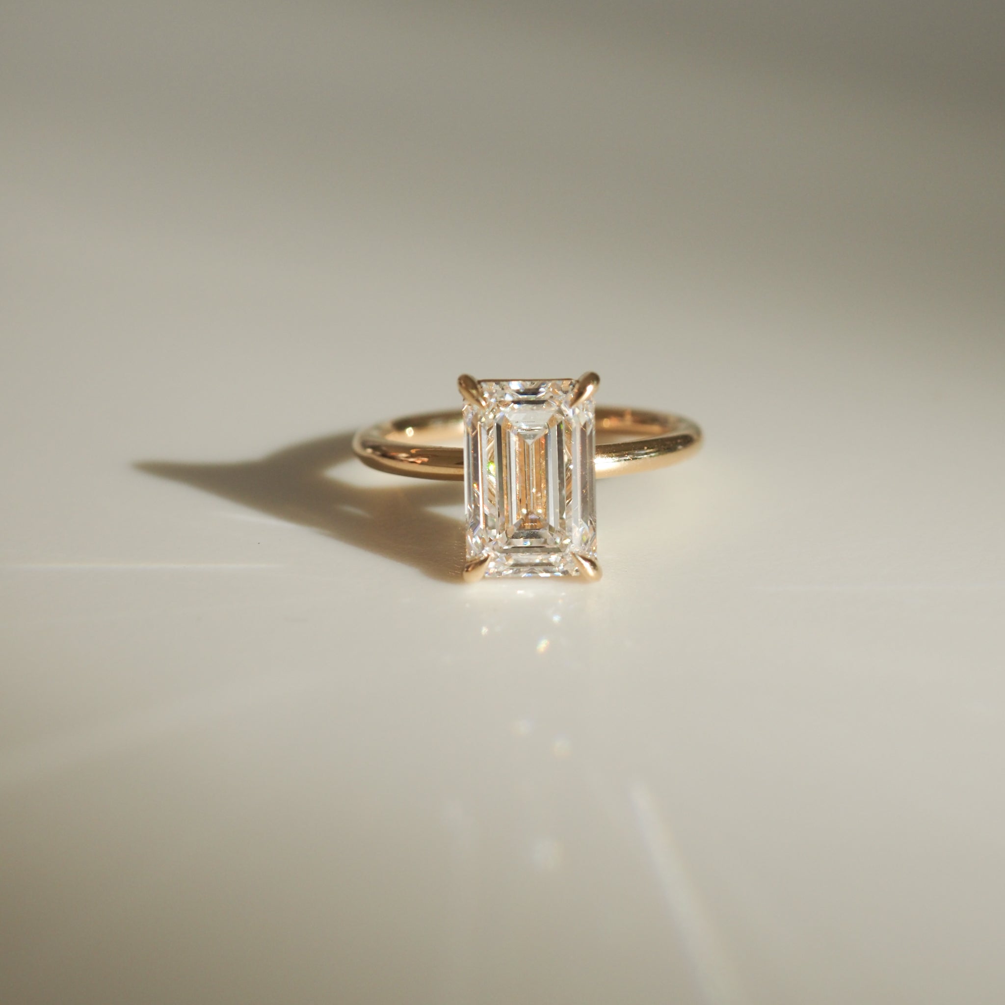 Eva | 3.12ct Emerald Lab-Grown Diamond Engagement Ring Ready To Wear