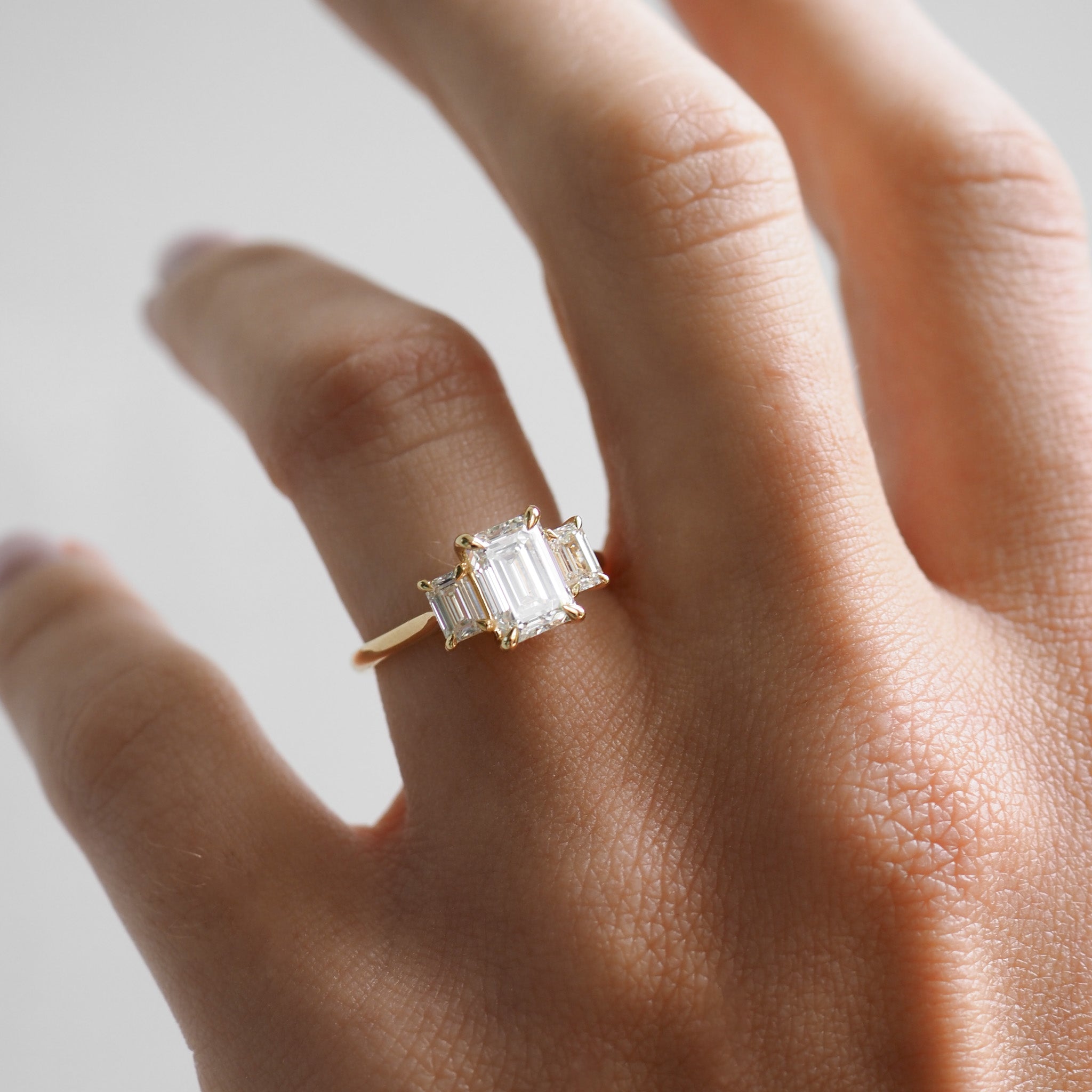 Evette | 2ct Emerald Trilogy Lab-Grown Diamond Engagement Ring