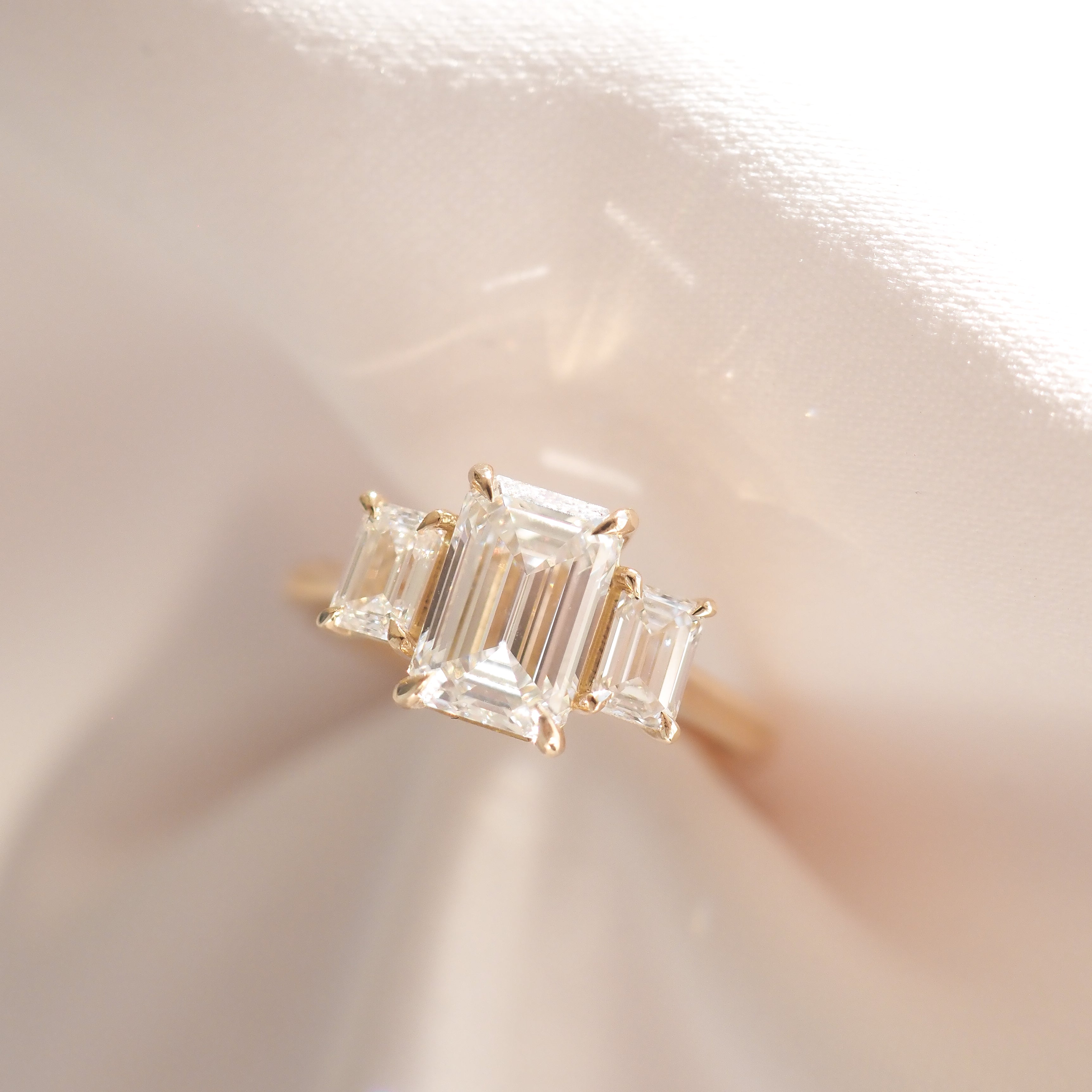 Evette | 2ct Emerald Trilogy Lab-Grown Diamond Engagement Ring