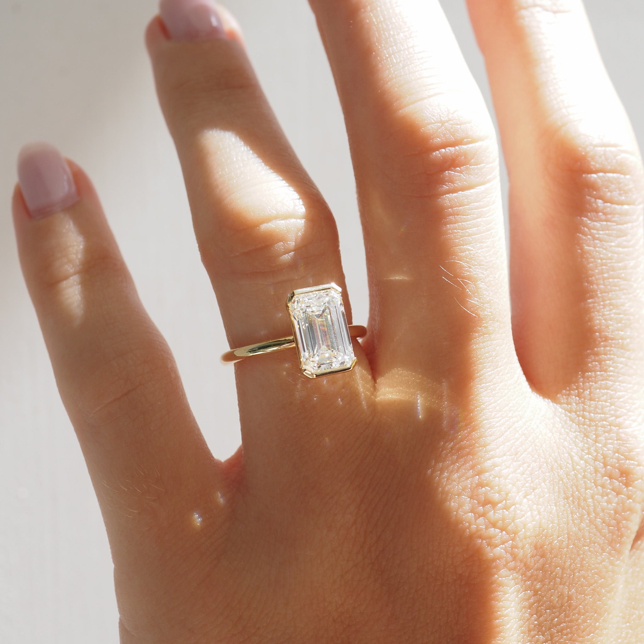 Evie | 3.1ct Emerald Lab-Grown Diamond Solitaire Engagement Ring