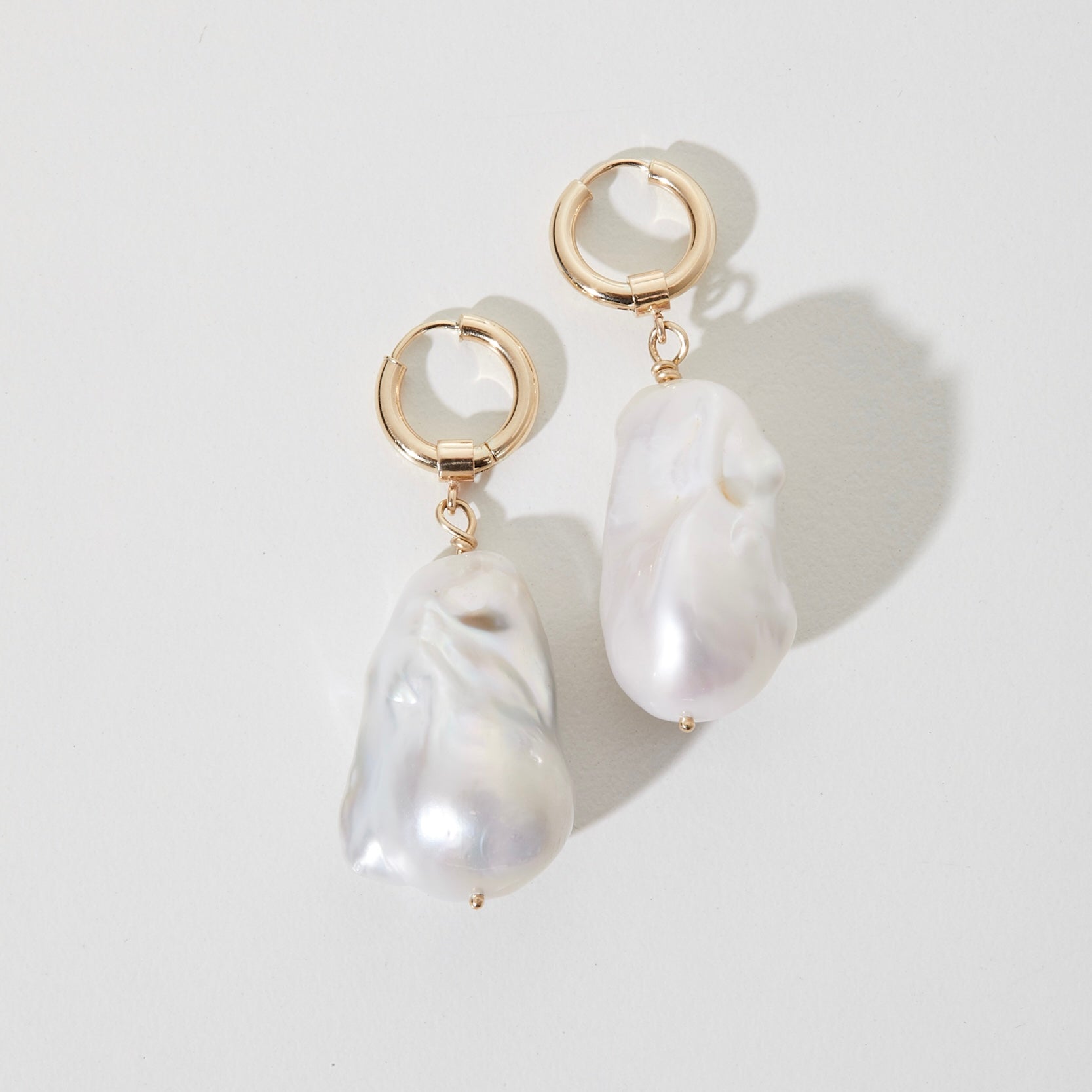 Bold Baroque Hoops | Large Natural Pearl Earrings