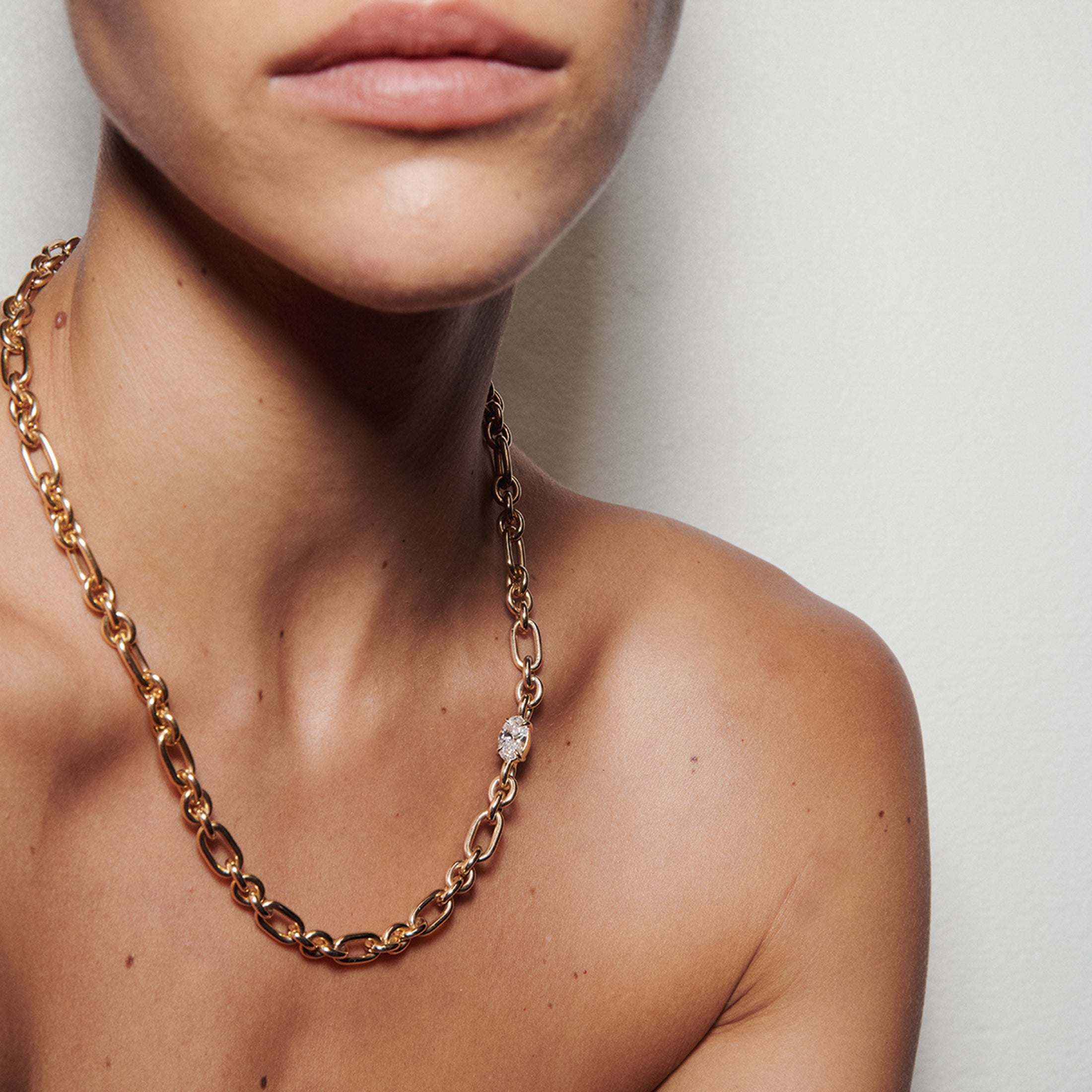 Bold Link Necklace | Oval Lab-Grown Diamond Necklace